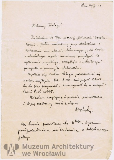 Płoński Władysław, Frydecki Andrzej, Dom Michaliny i Władysława Płońskich. Korespondencja, 1933.12.30