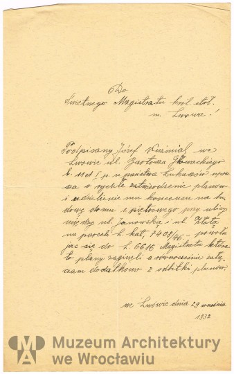 Kuźmiak Józef, Frydecki Andrzej, Dom Józefa Kuźmiaka. Korespondencja, 1932.09.29