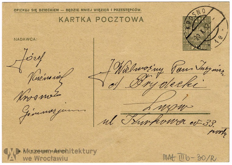 Kuźmiak Józef, Frydecki Andrzej, Dom Józefa Kuźmiaka. Korespondencja, 1932.10.20