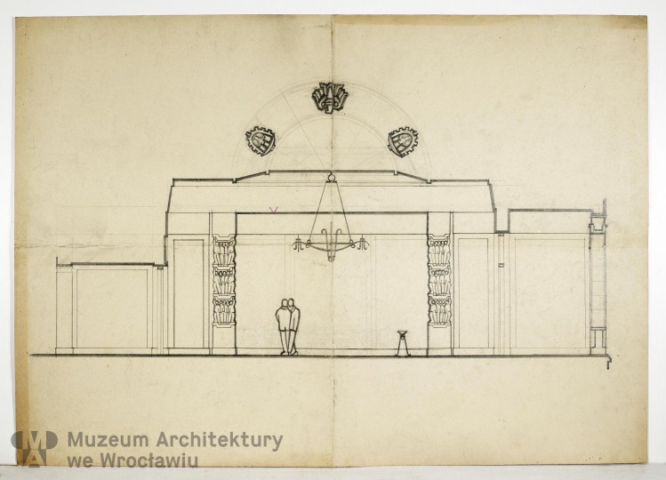 Molicki Witold Jerzy, Hall of the Municipal National Council in Wroclaw. Interior design, lata 50. XX wieku