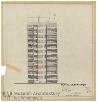 Molicki Witold Jerzy, Słabiak A., Pietkiewicz J. (Miastoprojekt-Wrocław), Osiedle Wrocław-Popowice. Budynek wielorodzinny