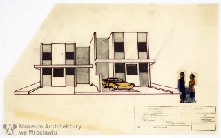 Molicki Witold Jerzy, Oziewicz K. (Miastoprojekt-Wrocław), Osiedle Spółdzielni Mieszkaniowej “Budowlani” w rejonie ul. Wojszyckiej we Wrocławiu. Dom bliźniaczy