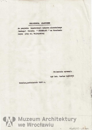Molicki Witold Jerzy, Karnicki Wacław (Miastoprojekt-Wrocław), Osiedle Spółdzielni Mieszkaniowej “Budowlani” w rejonie ul. Wojszyckiej we Wrocławiu. Dom bliźniaczy
