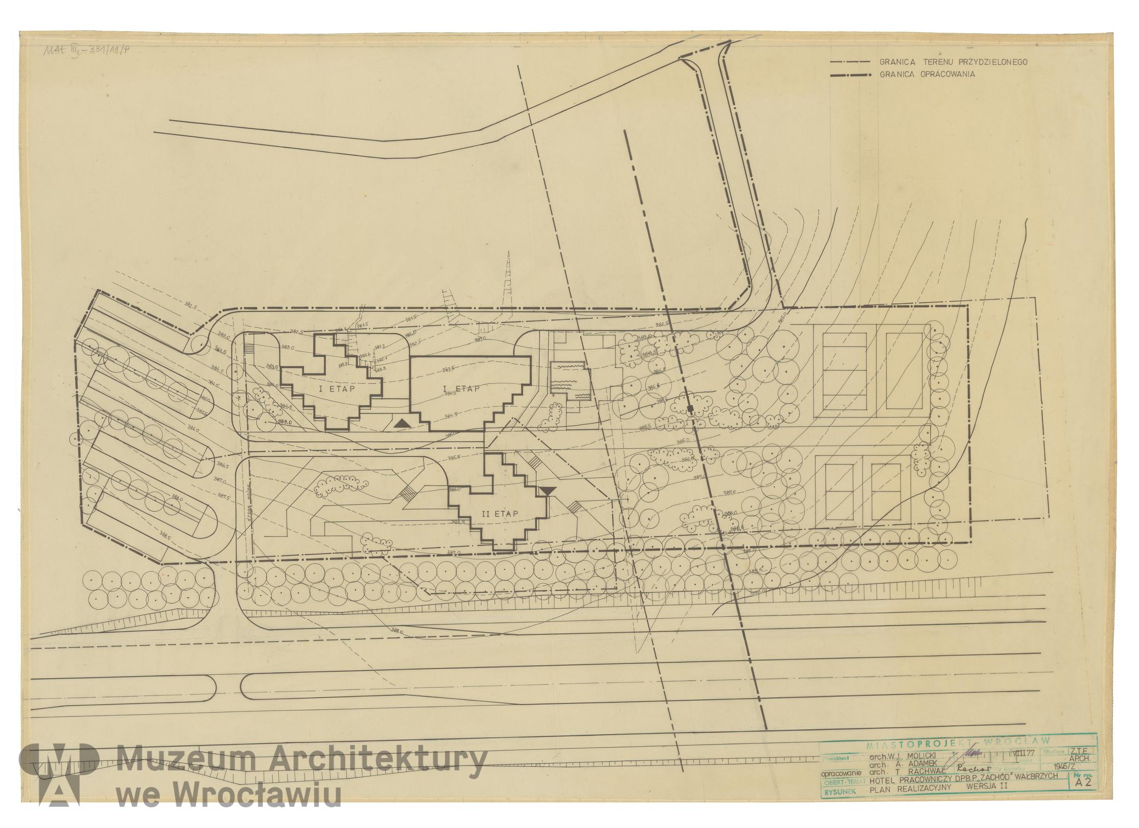 Molicki Witold Jerzy, Adamek A. (Miastoprojekt-Wrocław), Hotel robotniczy DPBP “Zachód” w Wałbrzychu, 1977.08
