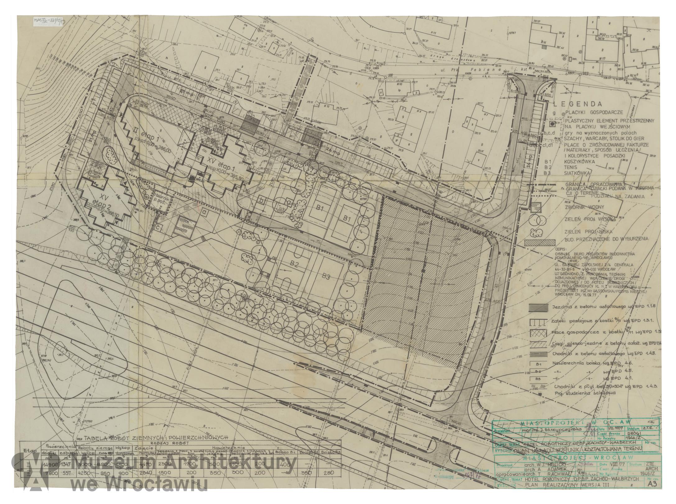 Molicki Witold Jerzy, Adamek A., Skrzypczyńska J. (Miastoprojekt-Wrocław), Hotel robotniczy DPBP “Zachód” w Wałbrzychu, 1977.08
