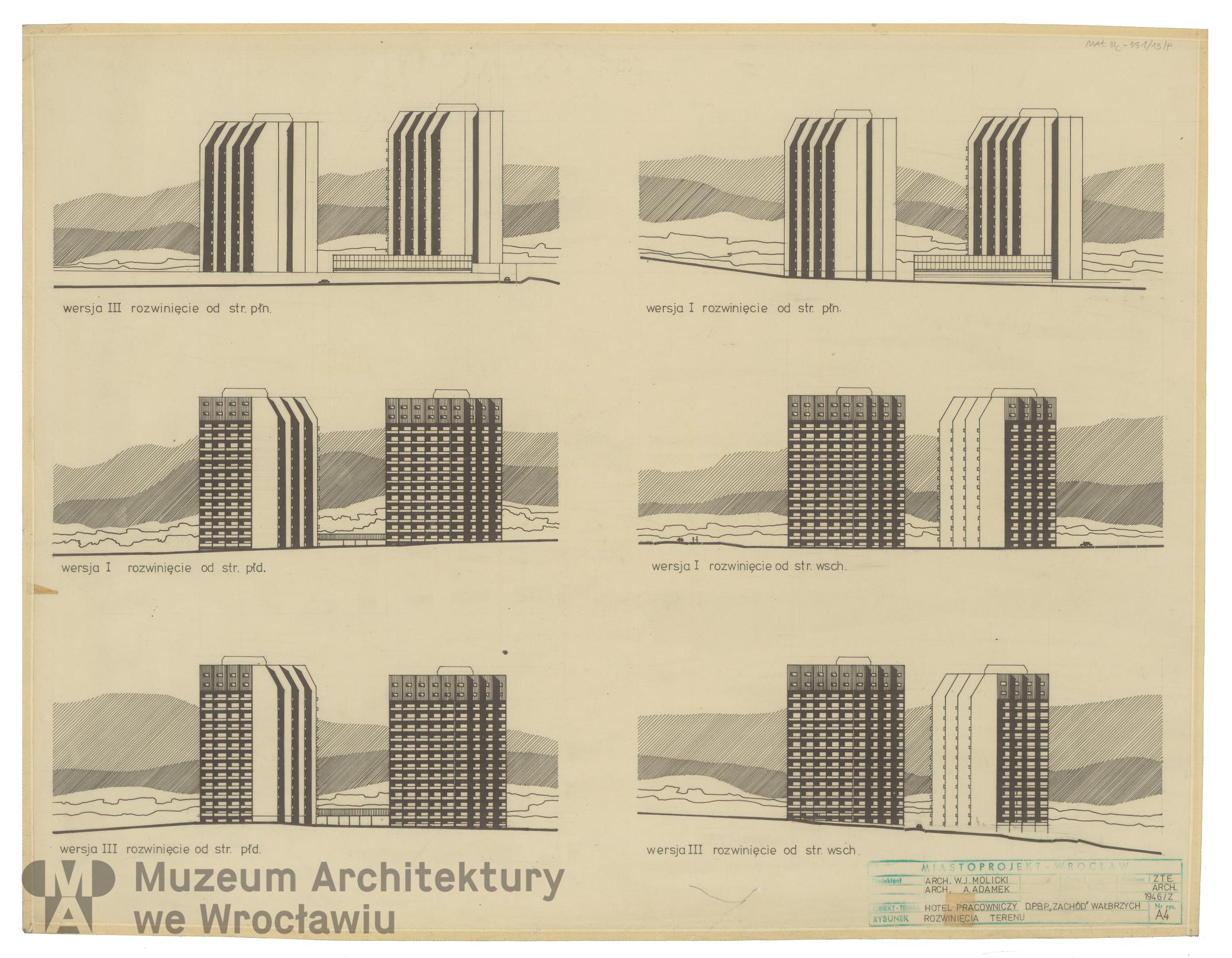 Molicki Witold Jerzy, Adamek A. (Miastoprojekt-Wrocław), Hotel robotniczy DPBP “Zachód” w Wałbrzychu, 1977