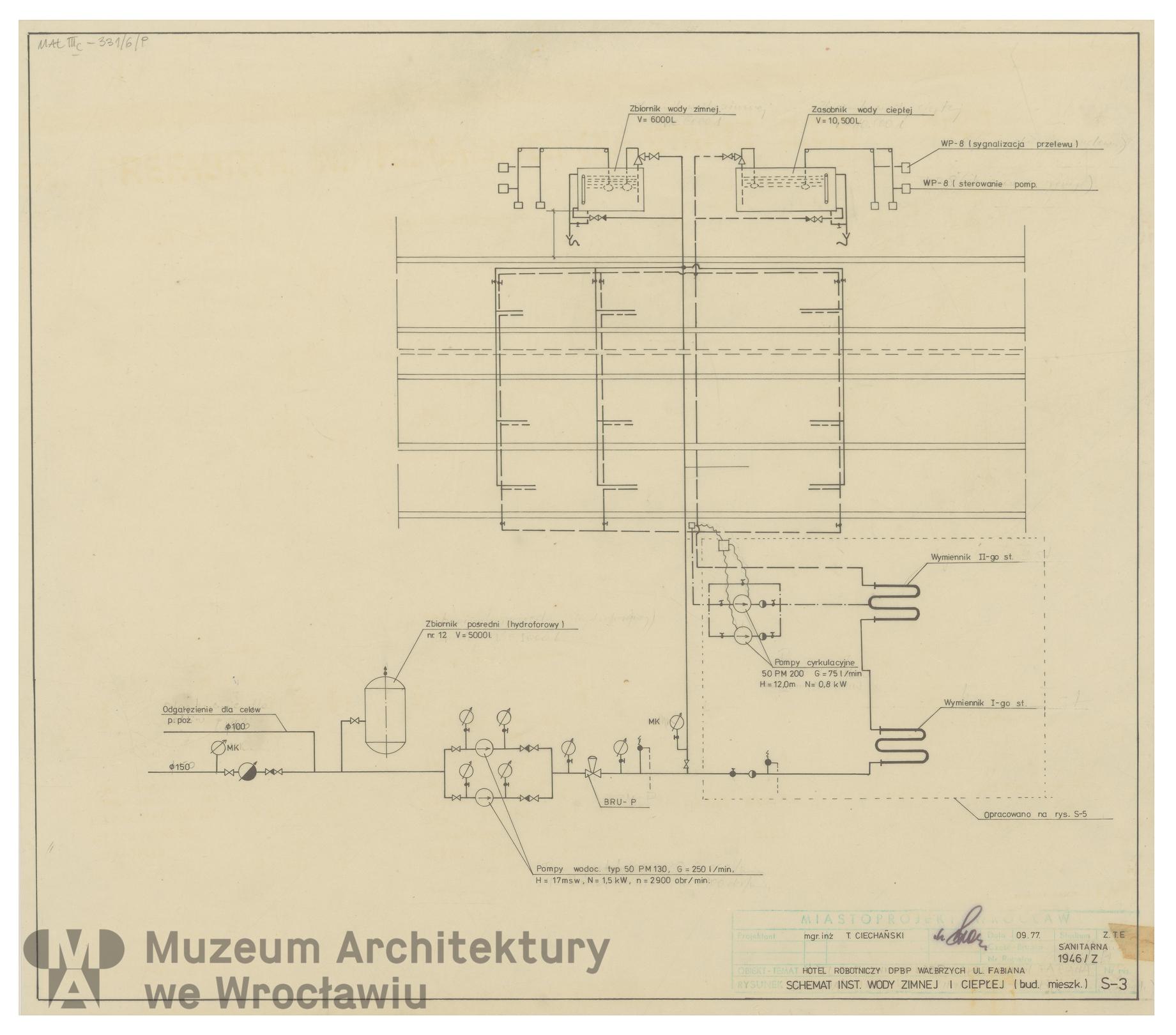 Molicki Witold Jerzy, Ciechański T. (Miastoprojekt-Wrocław), Hotel robotniczy DPBP “Zachód” w Wałbrzychu, 1977.09