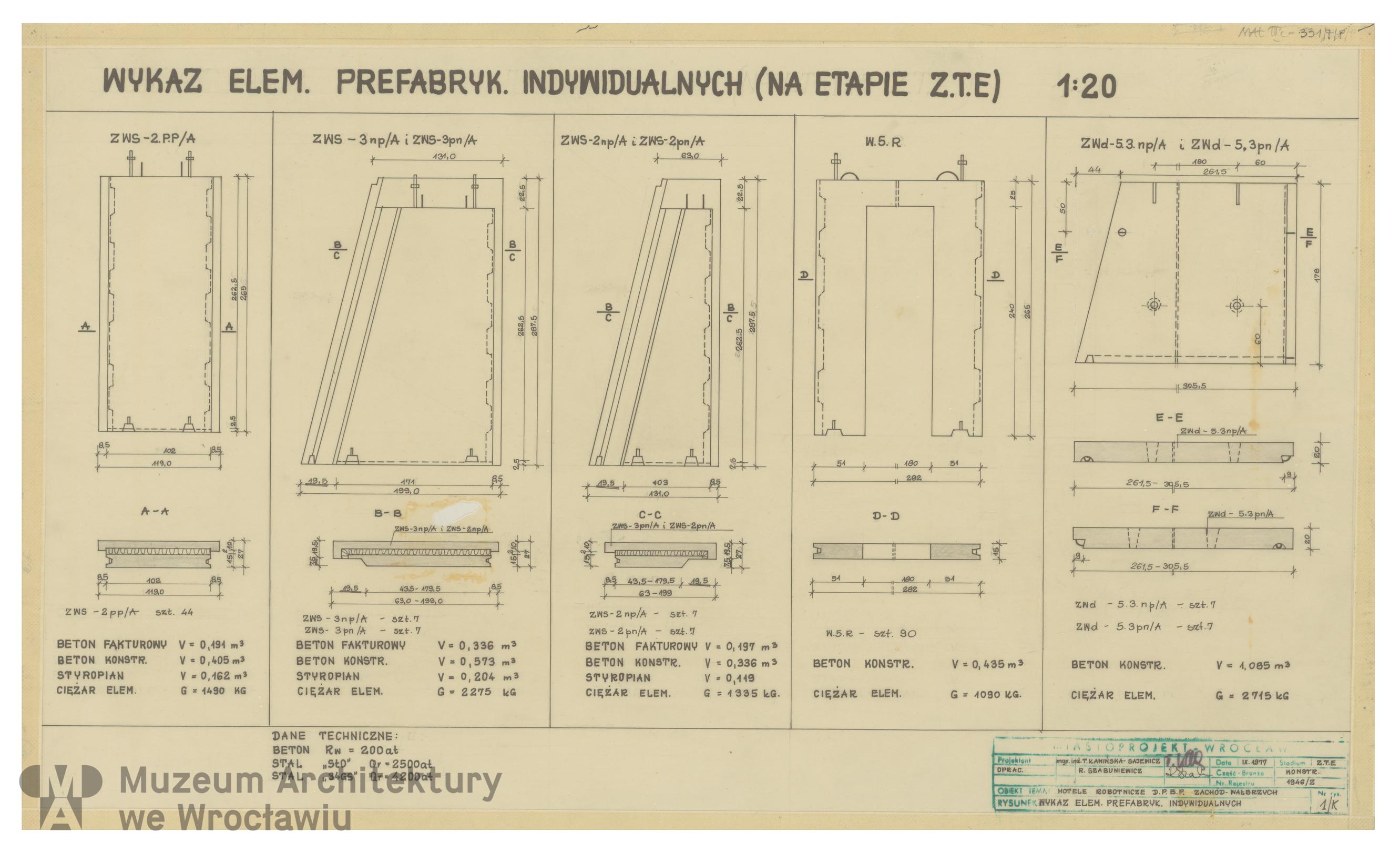 Molicki Witold Jerzy, Kamińska-Sajewicz T. (Miastoprojekt-Wrocław), Hotel robotniczy DPBP “Zachód” w Wałbrzychu, 1977.09