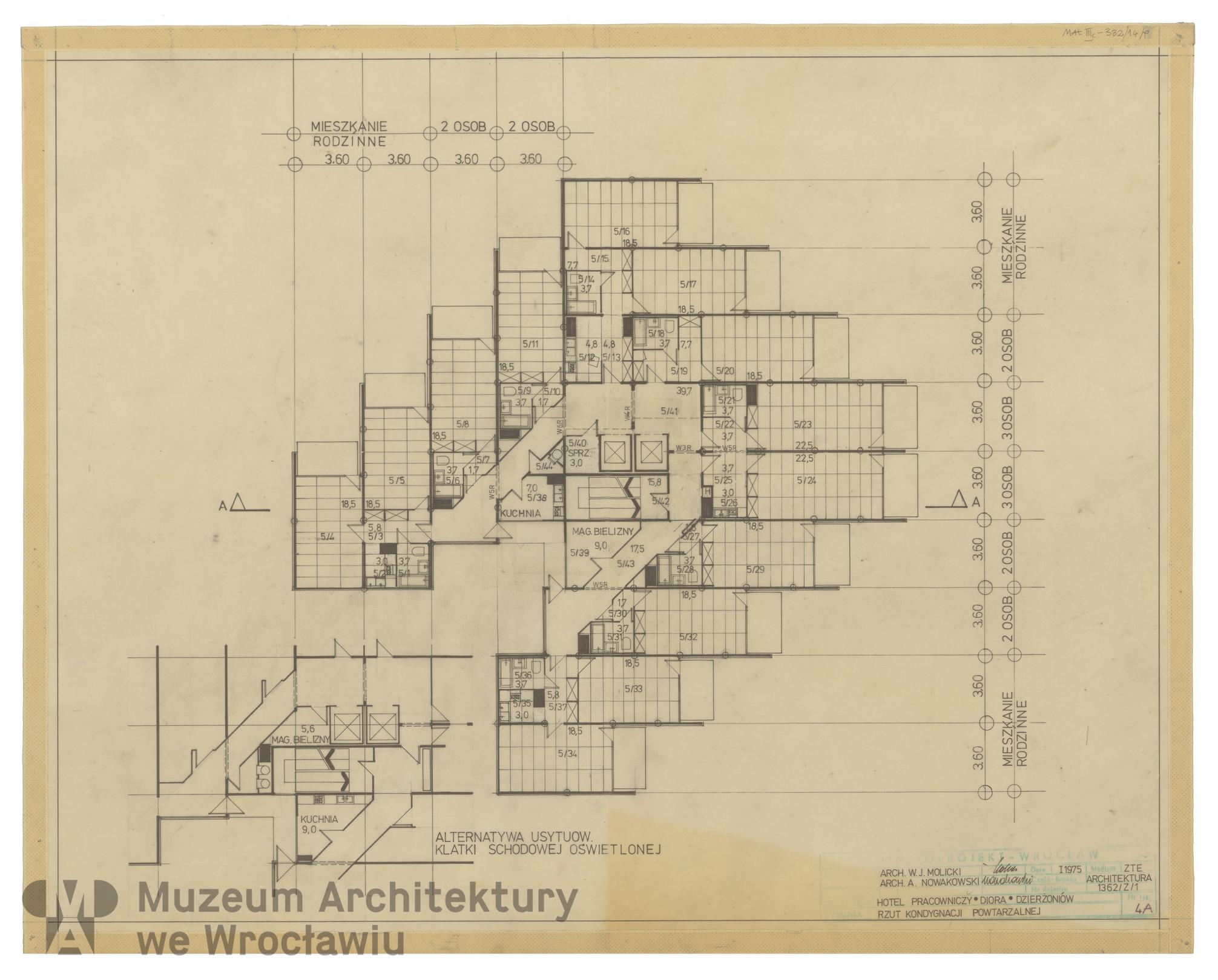 Molicki Witold Jerzy, Nowakowski A. (Miastoprojekt-Wrocław), Workers’ hotel of Diora Radio Plants in Dzierżoniów, 1975.01