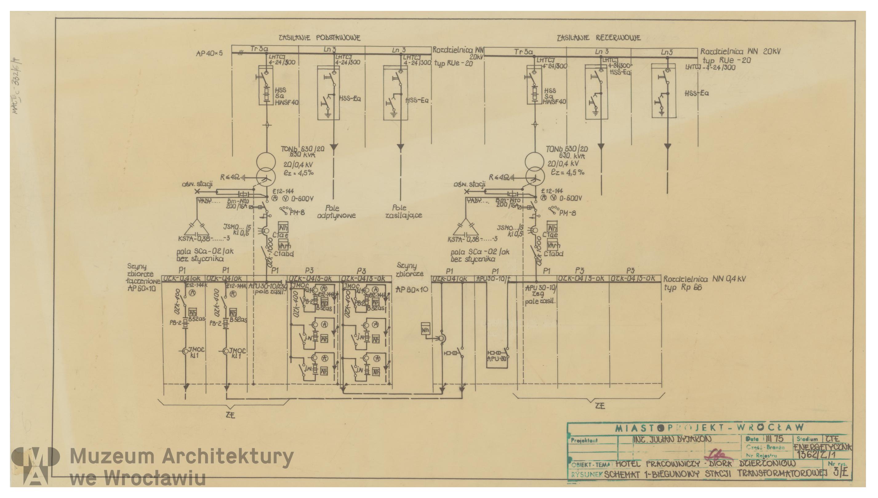 Molicki Witold Jerzy, Dyjakon Julian (Miastoprojekt-Wrocław), Workers’ hotel of Diora Radio Plants in Dzierżoniów, 1975.03