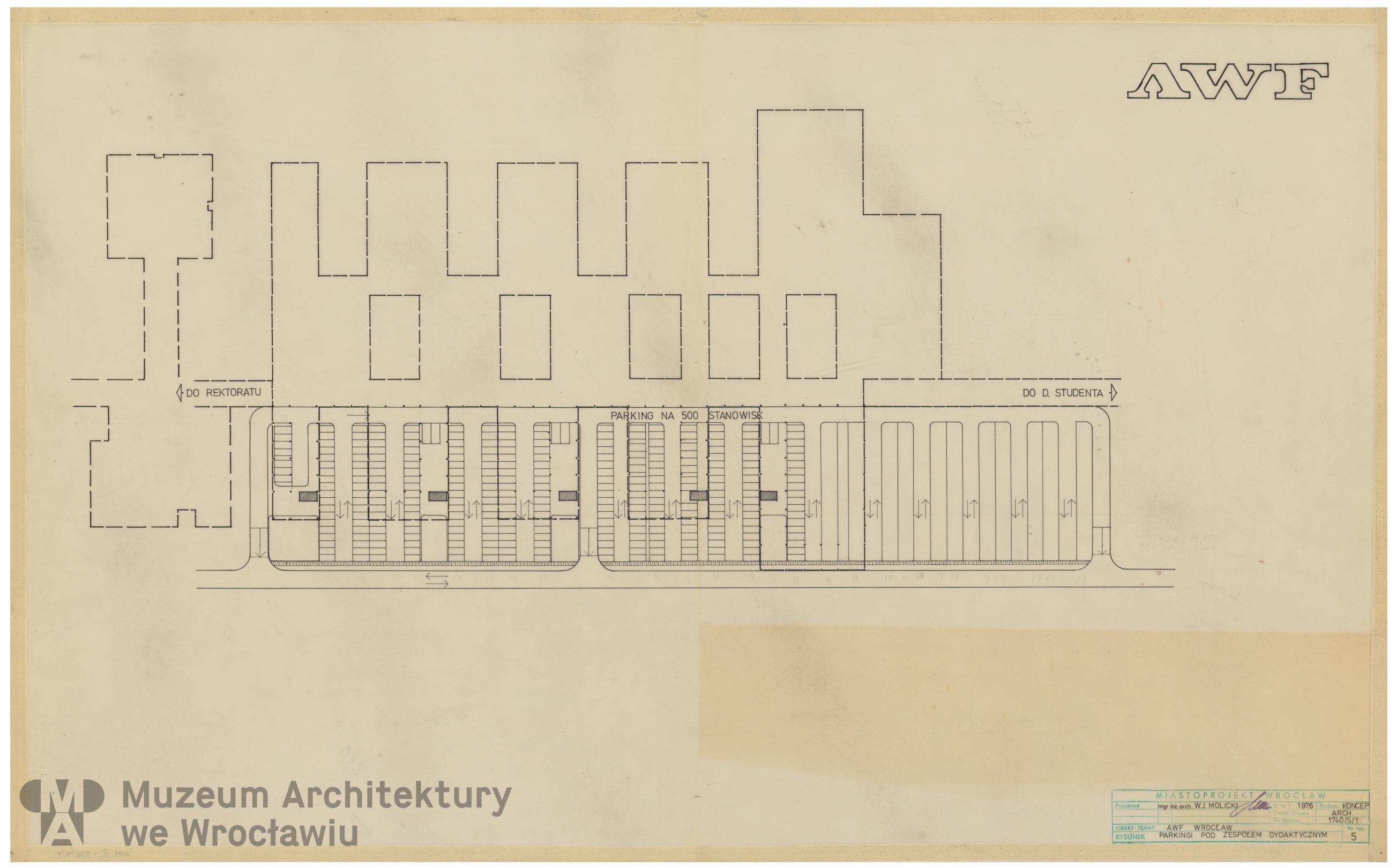 Molicki Witold Jerzy (Miastoprojekt-Wrocław), Akademia Wychowania Fizycznego we Wrocławiu. Zespół dydaktyczno-sportowy, 1976