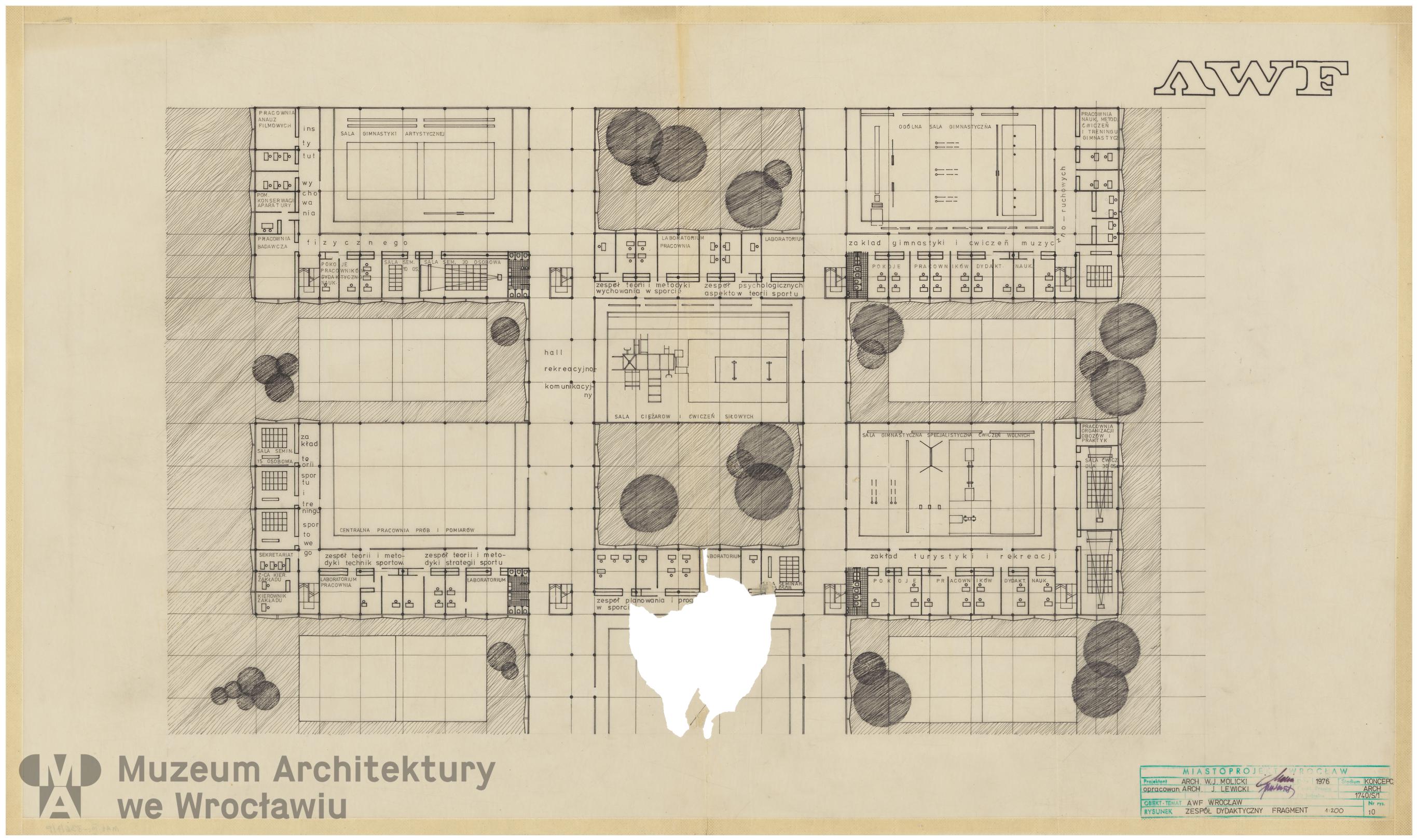 Molicki Witold Jerzy (Miastoprojekt-Wrocław), Akademia Wychowania Fizycznego we Wrocławiu. Zespół dydaktyczny, 1976