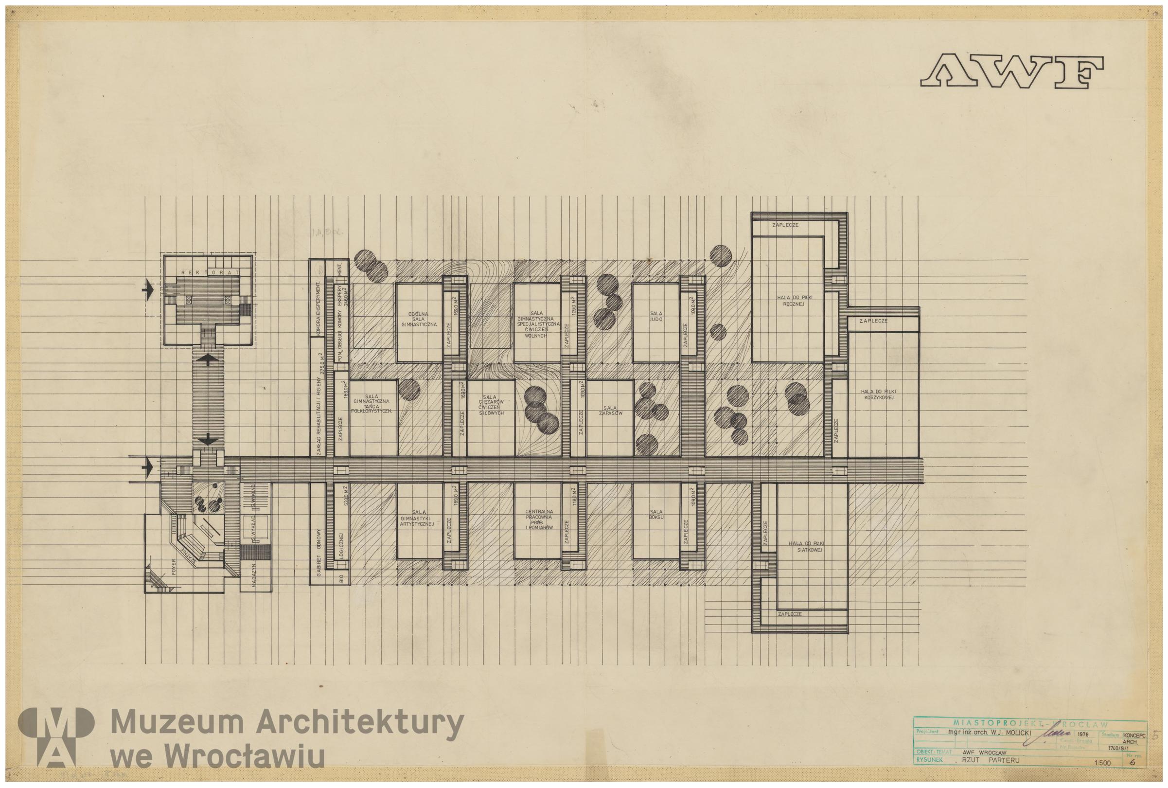 Molicki Witold Jerzy (Miastoprojekt-Wrocław), Akademia Wychowania Fizycznego we Wrocławiu. Hale widowiskowo-sportowe, 1976