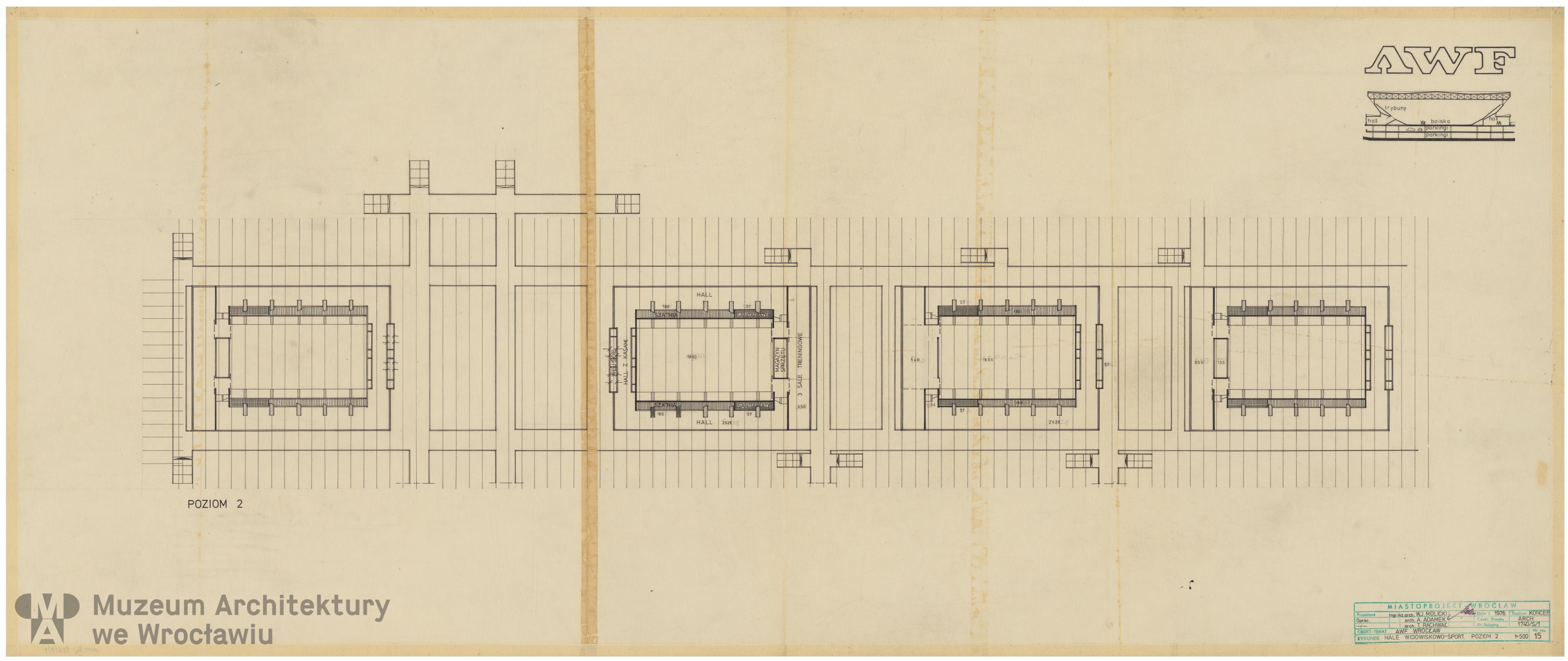 Molicki Witold Jerzy (Miastoprojekt-Wrocław), Akademia Wychowania Fizycznego we Wrocławiu. Hale widowiskowo-sportowe, 1976