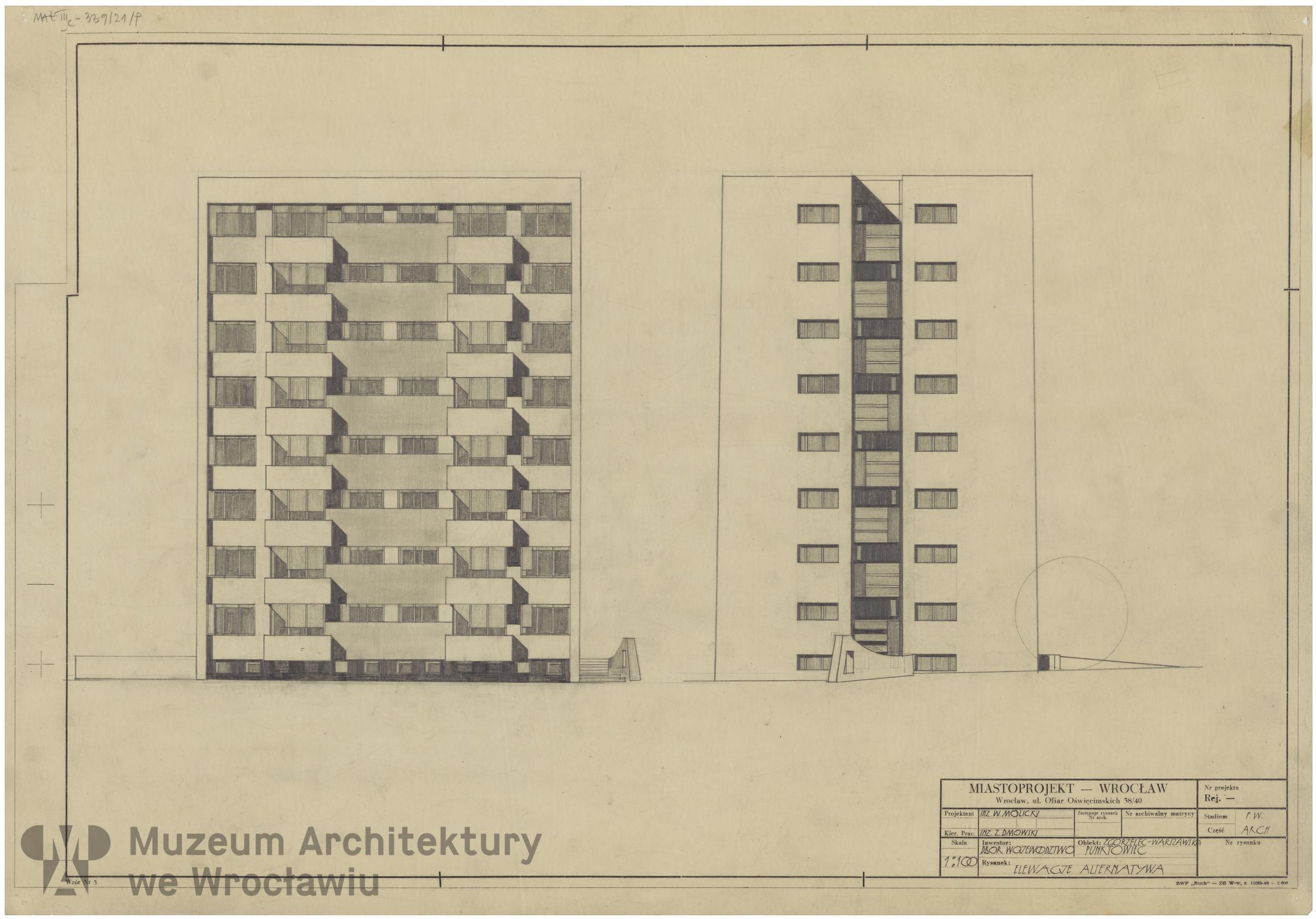 Molicki Witold Jerzy (Miastoprojekt-Wrocław), Budynek wielorodzinny (punktowiec) w Zgorzelcu, lata 60. XX wieku