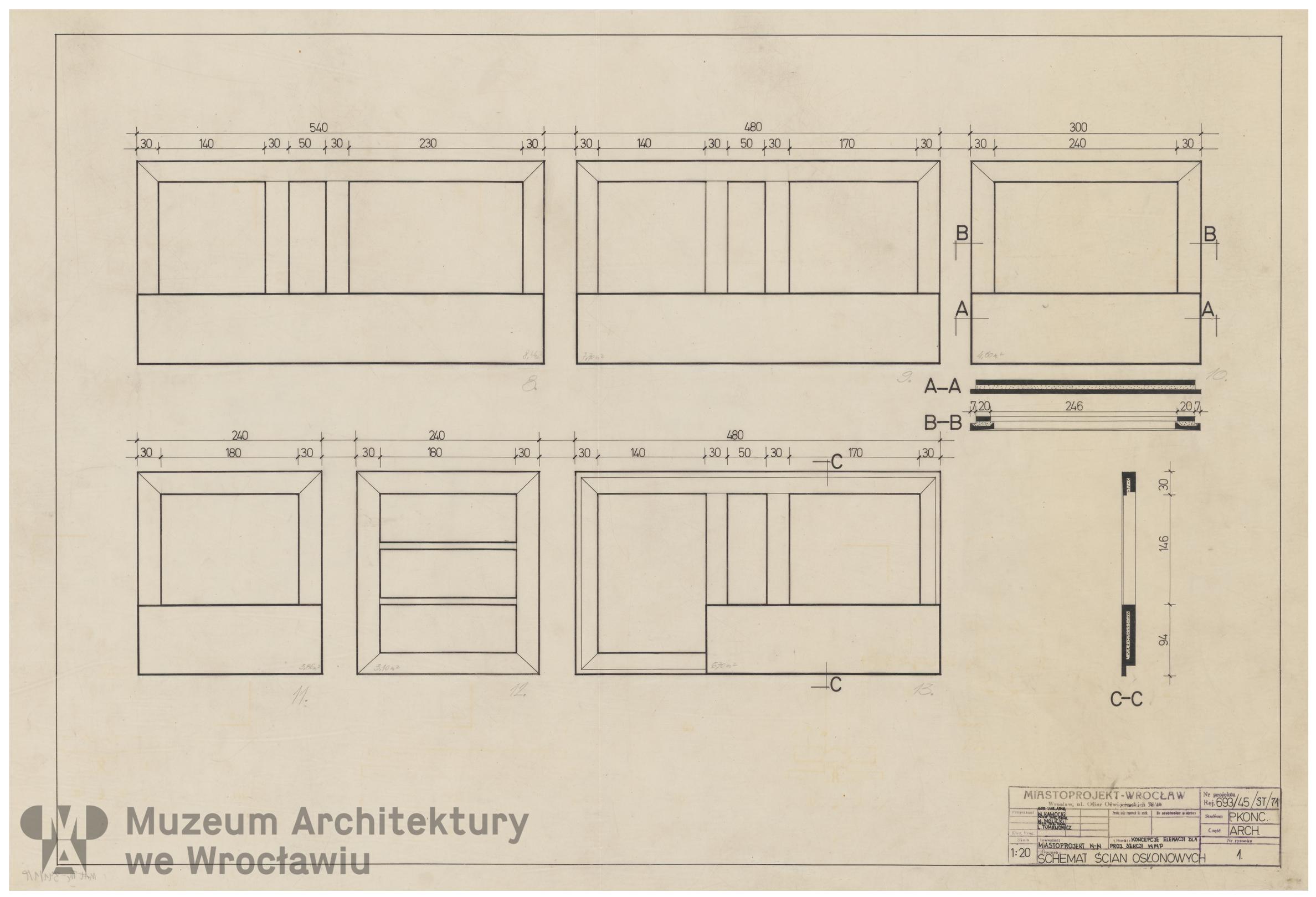 Kamocki Wacław, Molicki Witold Jerzy, Tumanowicz Leszek (Miastoprojekt-Wrocław), Wrocławska Wielka Płyta. Ściana osłonowa (wariant), 1971