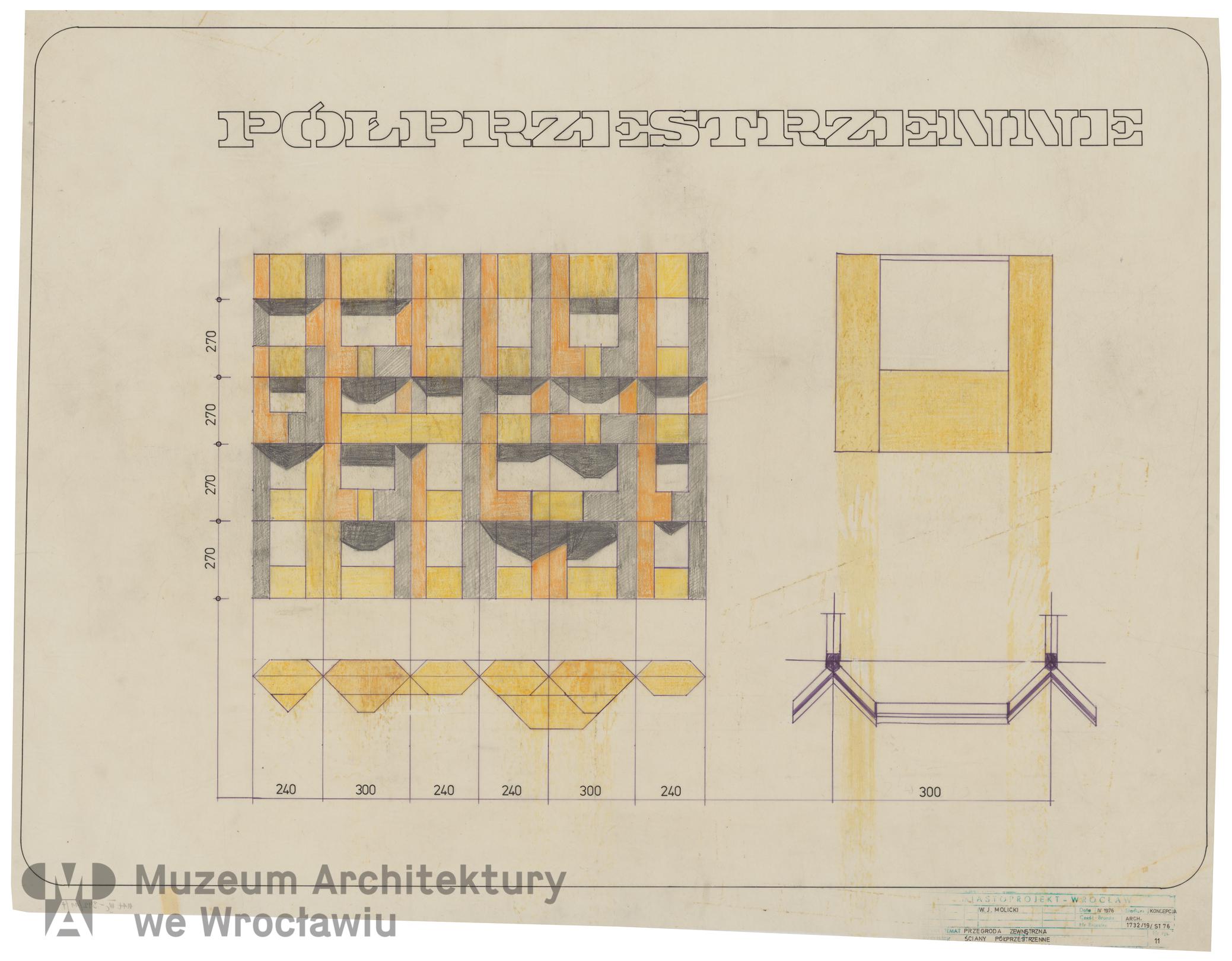 Molicki Witold Jerzy (Miastoprojekt-Wrocław), Wroclaw large panel system building. Covering wall, “semi-spatial” types, 1976.04