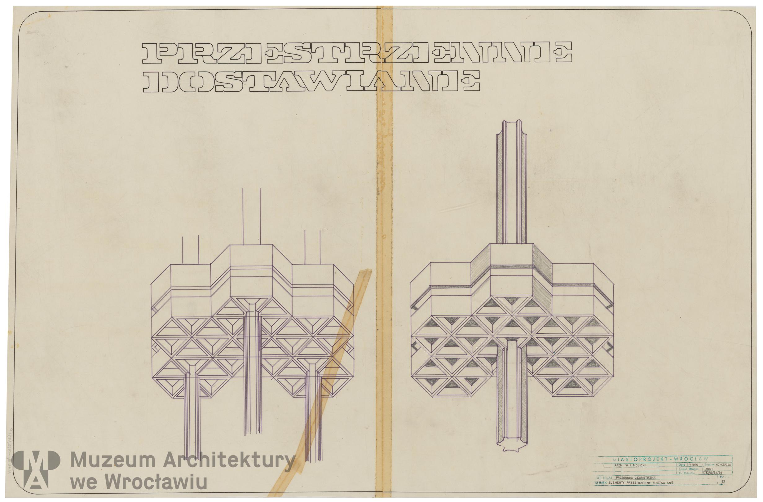 Molicki Witold Jerzy (Miastoprojekt-Wrocław), Wroclaw large panel system building. “Spatial-additive” balconies (hexagonal), 1976