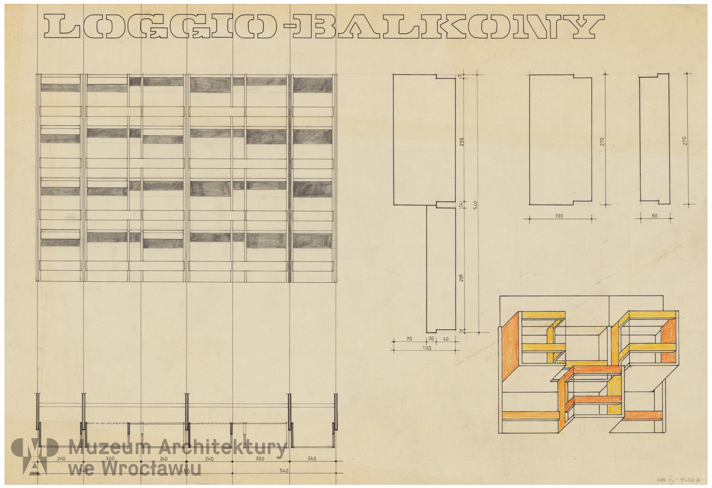 Molicki Witold Jerzy (Miastoprojekt-Wrocław), Wroclaw large panel system building. Loggia-balconies (option), 1976