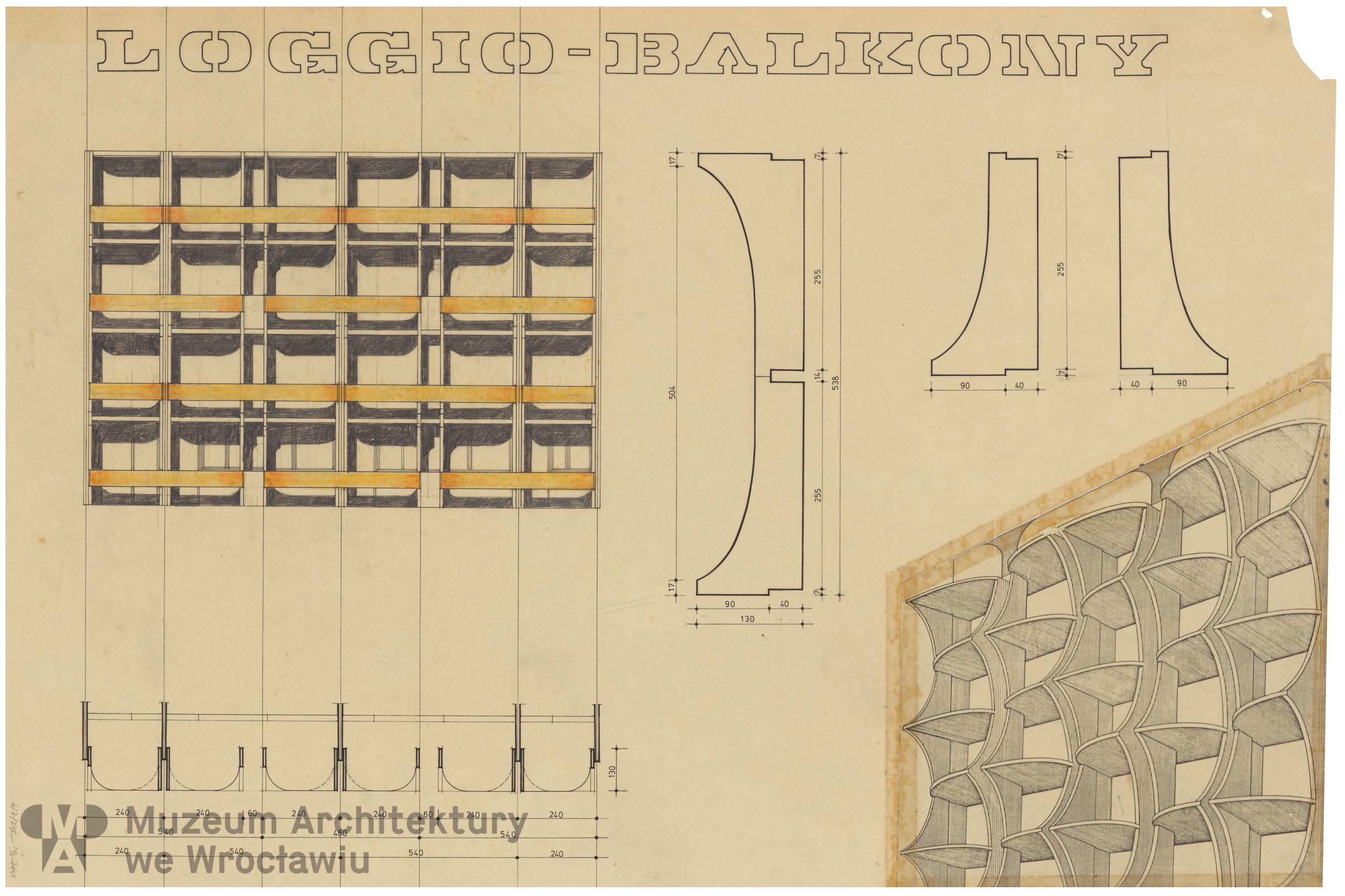 Molicki Witold Jerzy (Miastoprojekt-Wrocław), Wroclaw large panel system building. Loggia-balconies (option), 1976