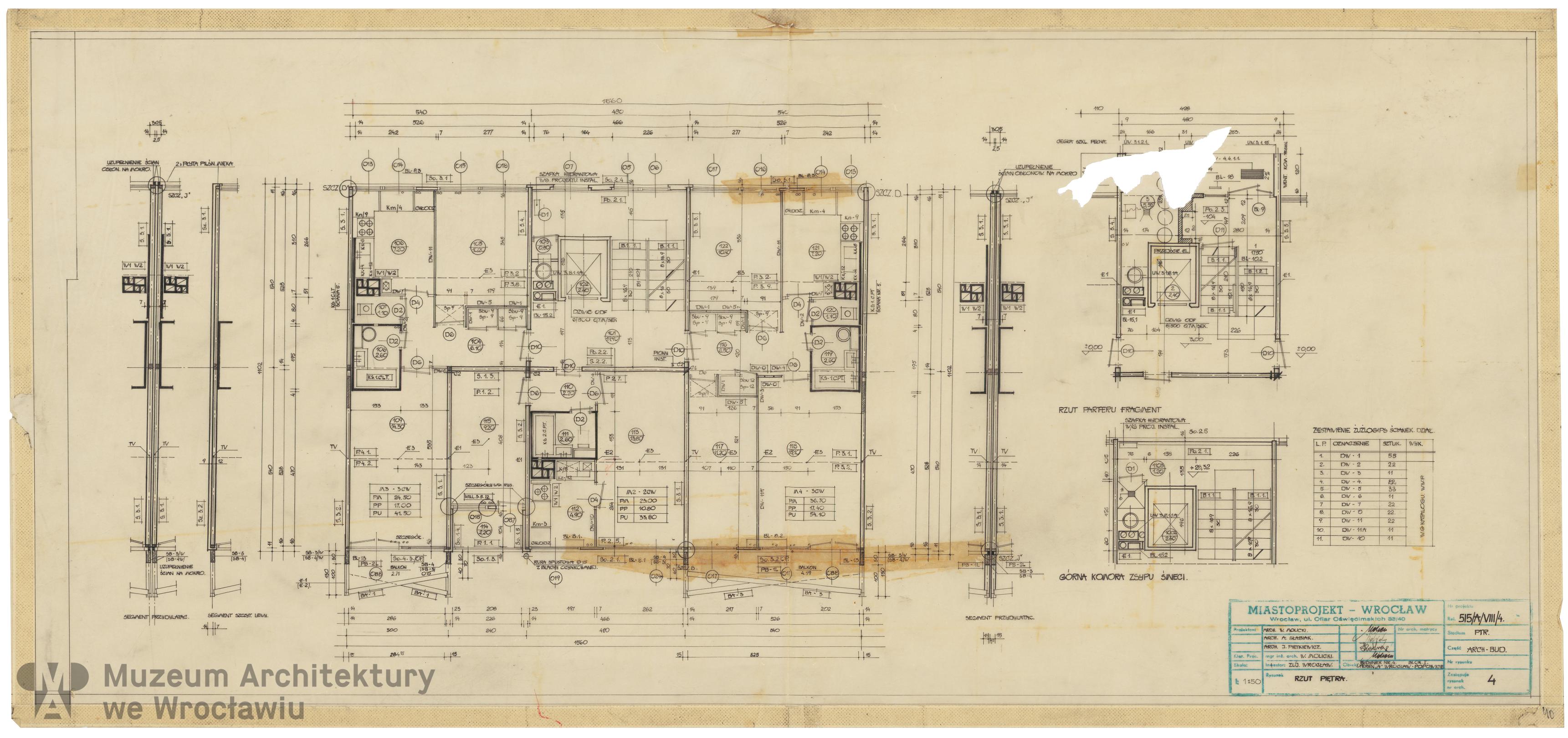 Molicki Witold Jerzy, Słabiak A., Pietkiewicz J. (Miastoprojekt-Wrocław), Osiedle Wrocław-Popowice. Budynek wielorodzinny, ok. 1972