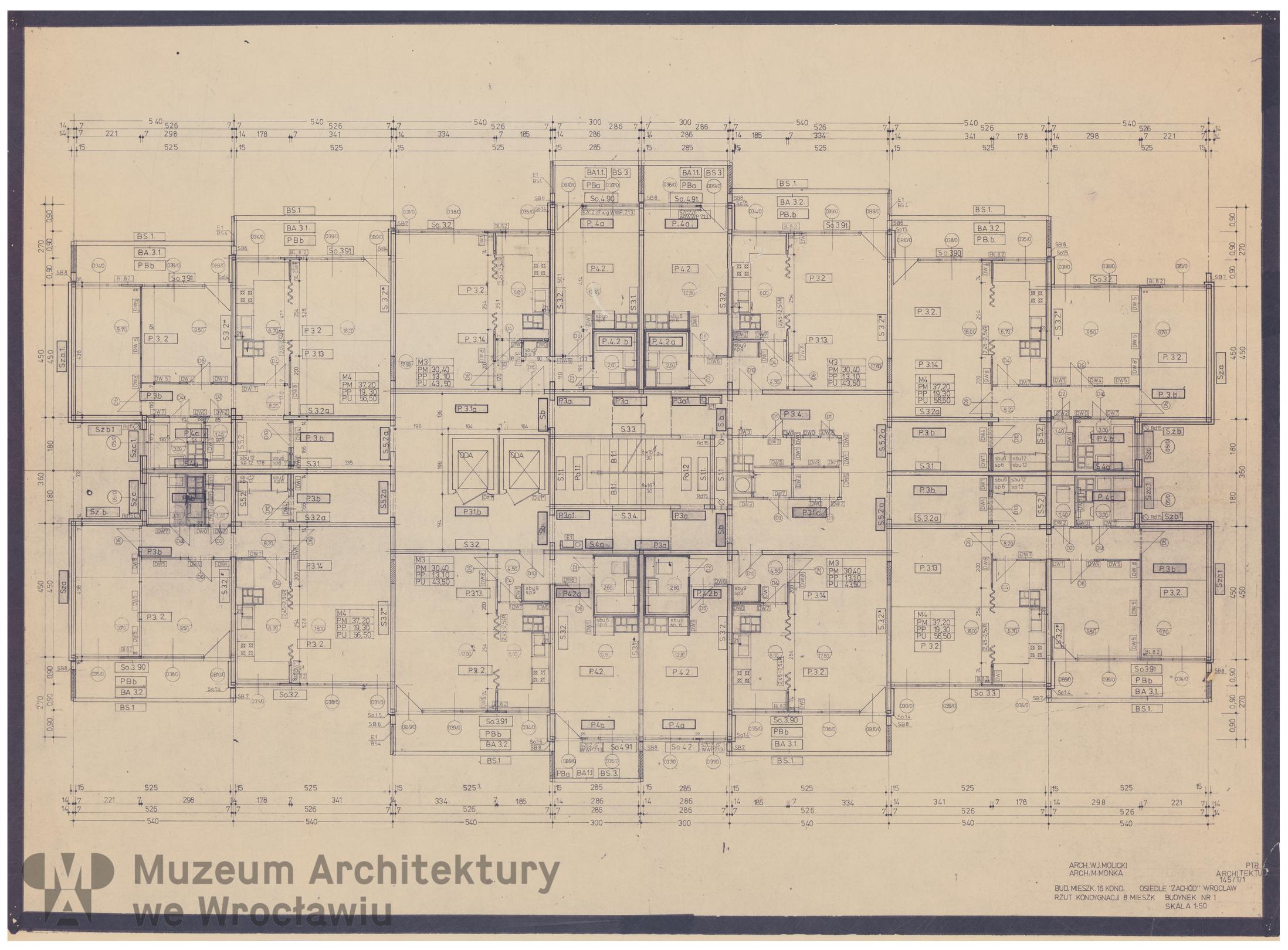 Molicki Witold Jerzy, Mońka M. (Miastoprojekt-Wrocław), Osiedle Wrocław-Zachód. Budynek mieszkalny 16-kondygnacyjny, ok. 1975