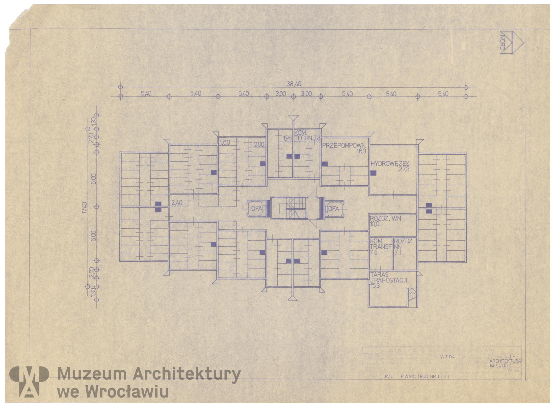 Molicki Witold Jerzy (Miastoprojekt-Wrocław), Osiedle Wrocław-Zachód. Budynek mieszkalny 16-kondygnacyjny, 1974.05