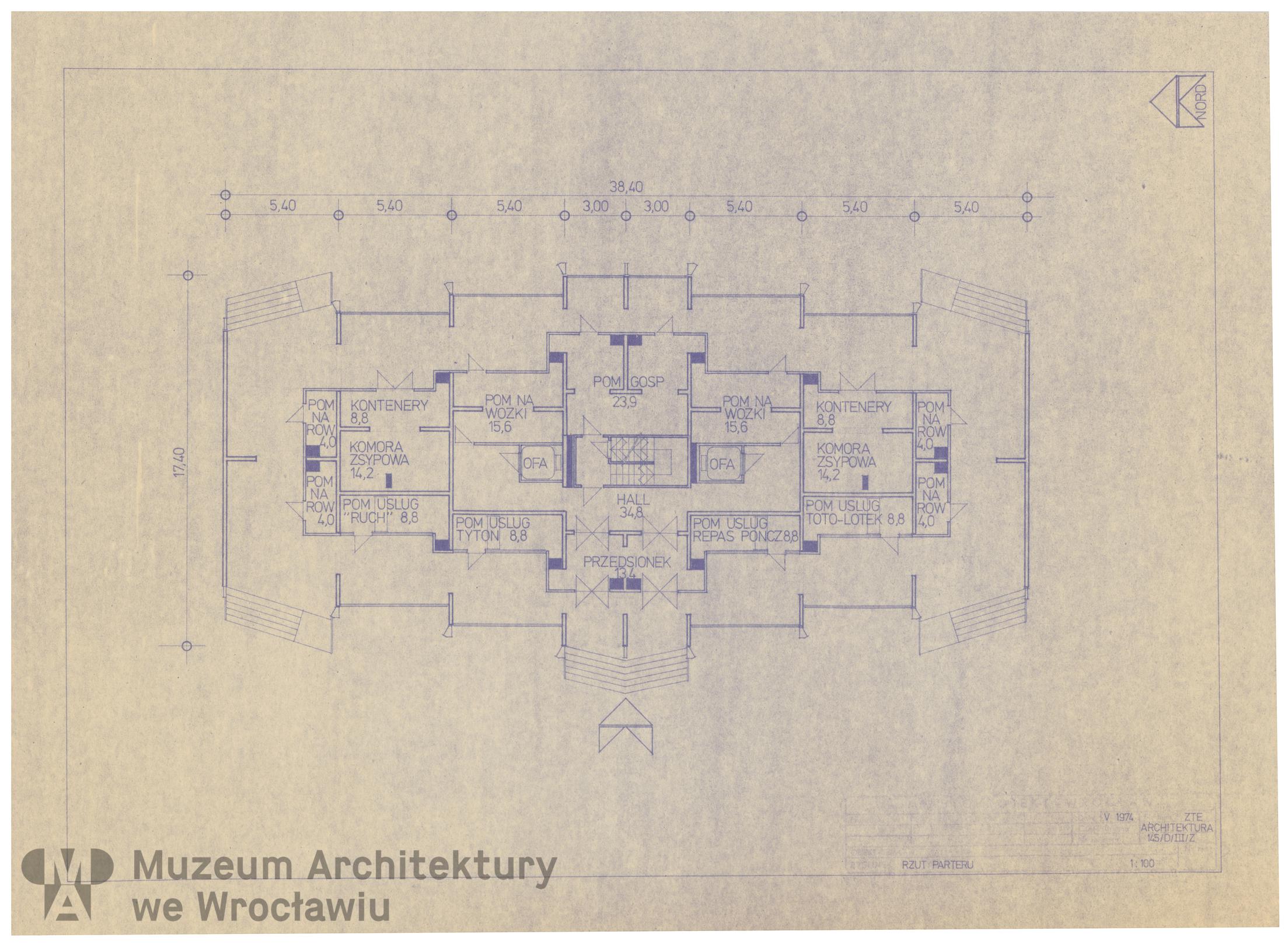Molicki Witold Jerzy (Miastoprojekt-Wrocław), Osiedle Wrocław-Zachód. Budynek mieszkalny 16-kondygnacyjny, 1974.05
