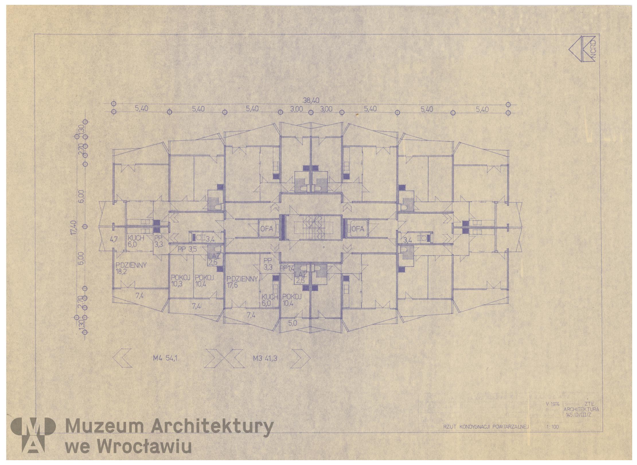 Molicki Witold Jerzy (Miastoprojekt-Wrocław), Osiedle Wrocław-Zachód. Budynek mieszkalny 16-kondygnacyjny, 1974.05