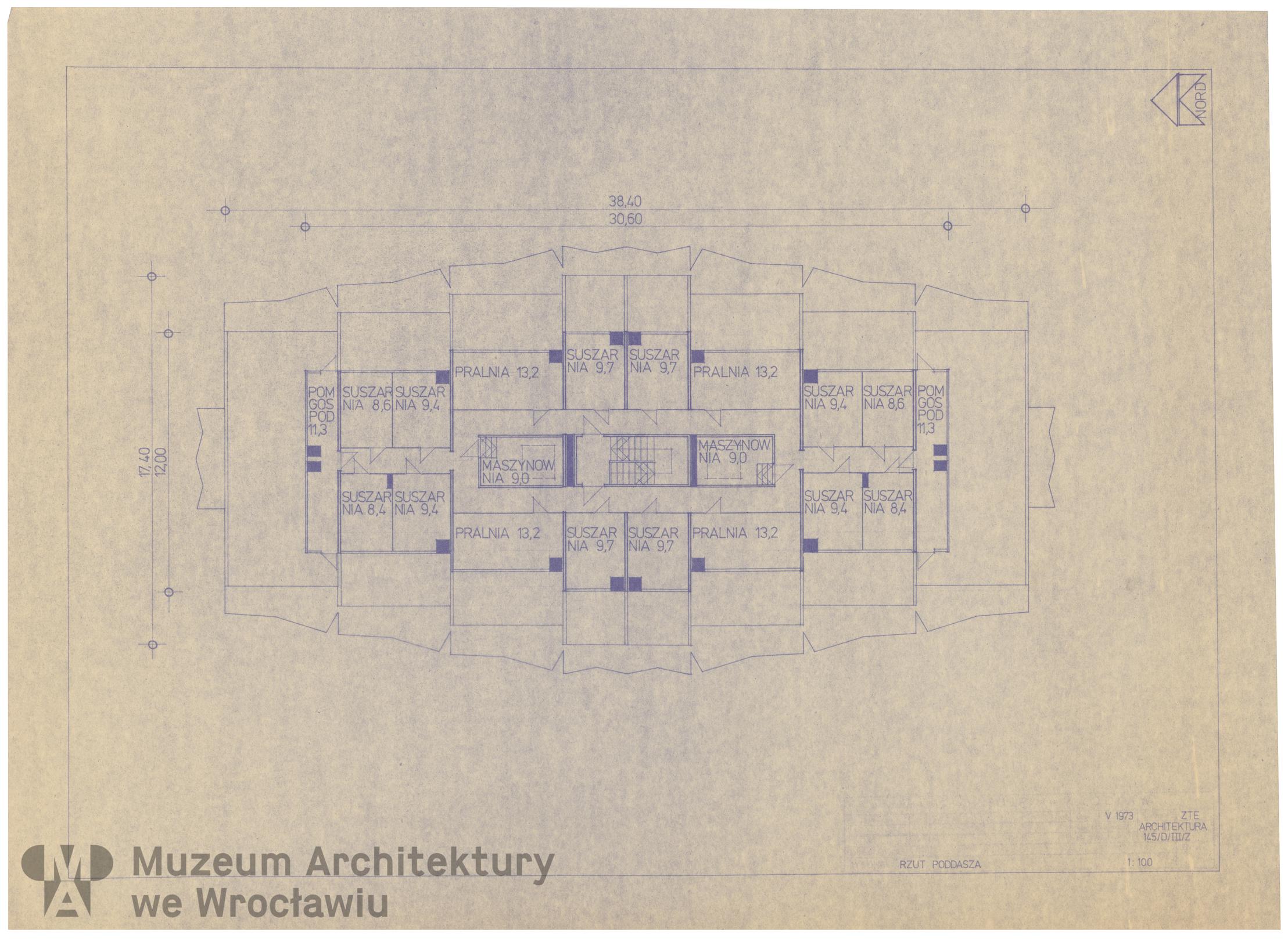 Molicki Witold Jerzy (Miastoprojekt-Wrocław), Osiedle Wrocław-Zachód. Budynek mieszkalny 16-kondygnacyjny, 1973.05