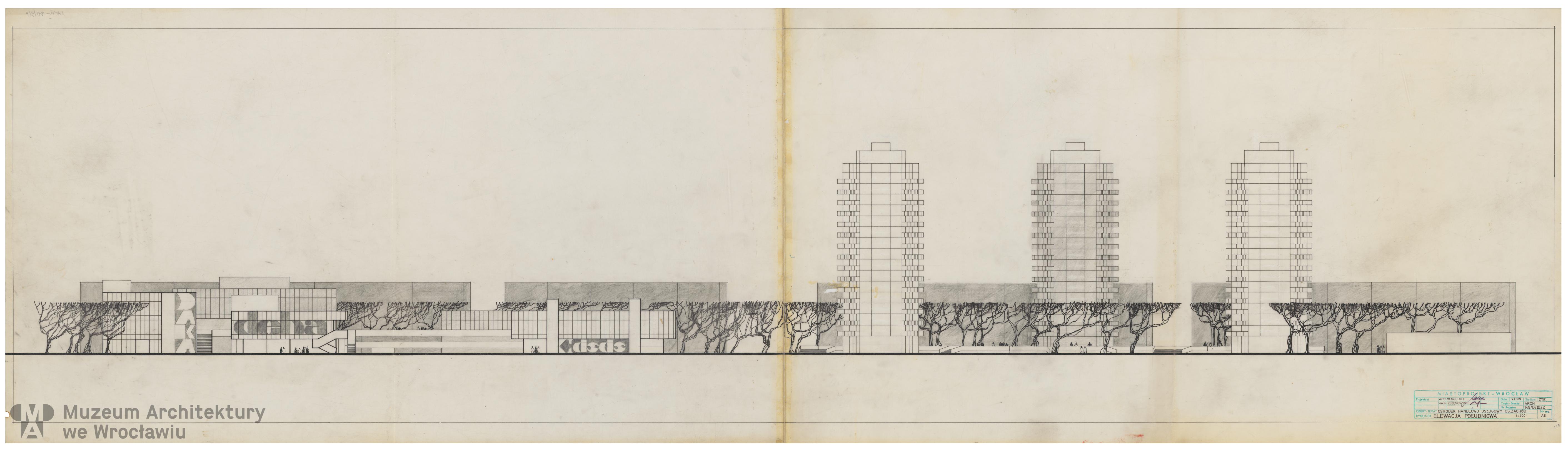 Molicki Witold Jerzy, Sękowski Zbigniew (Miastoprojekt-Wrocław), Osiedle Wrocław-Zachód. Ośrodek handlowo-usługowy, 1974.06