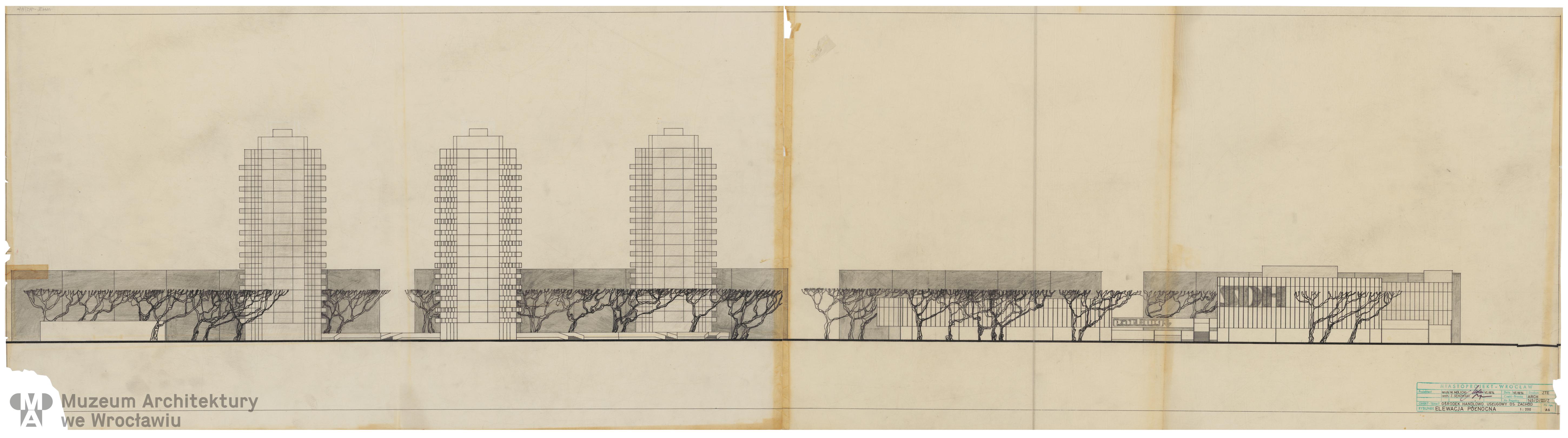 Molicki Witold Jerzy, Sękowski Zbigniew (Miastoprojekt-Wrocław), Osiedle Wrocław-Zachód. Ośrodek handlowo-usługowy, 1974.06