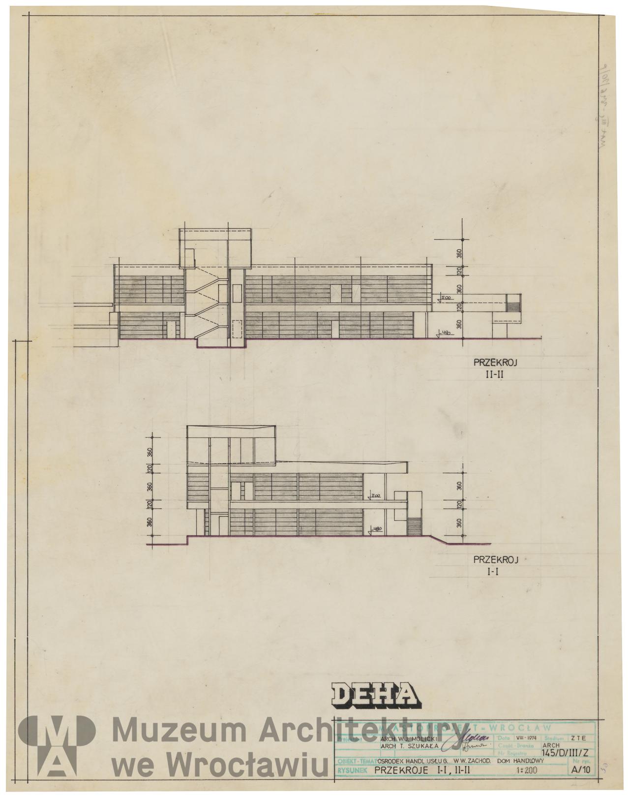 Molicki Witold Jerzy, Szukała Tadeusz (Miastoprojekt-Wrocław), Osiedle Wrocław-Zachód. Dom handlowy, 1974.08