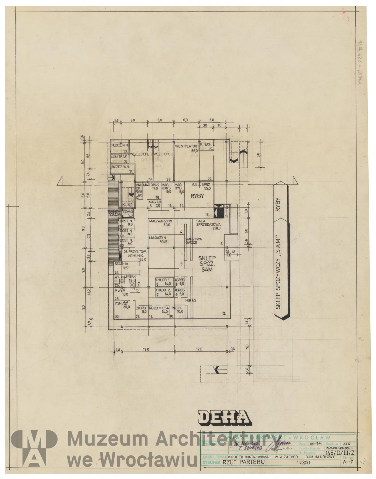 Molicki Witold Jerzy, Szukała Tadeusz (Miastoprojekt-Wrocław), Osiedle Wrocław-Zachód. Dom handlowy, 1974.08