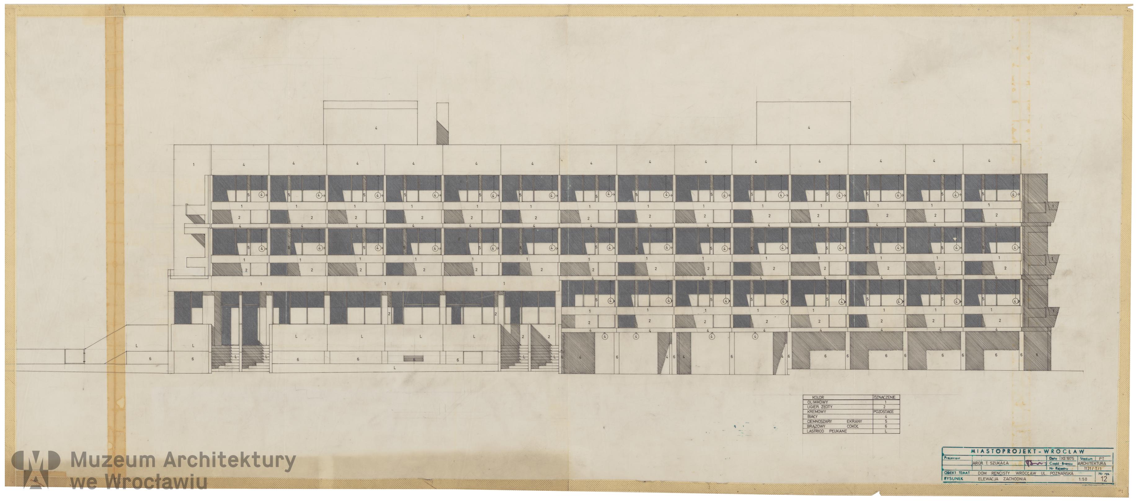 Molicki Witold Jerzy, Szukała Tadeusz (Miastoprojekt-Wrocław), Osiedle Wrocław-Zachód. Dom Rencisty, 1975.12