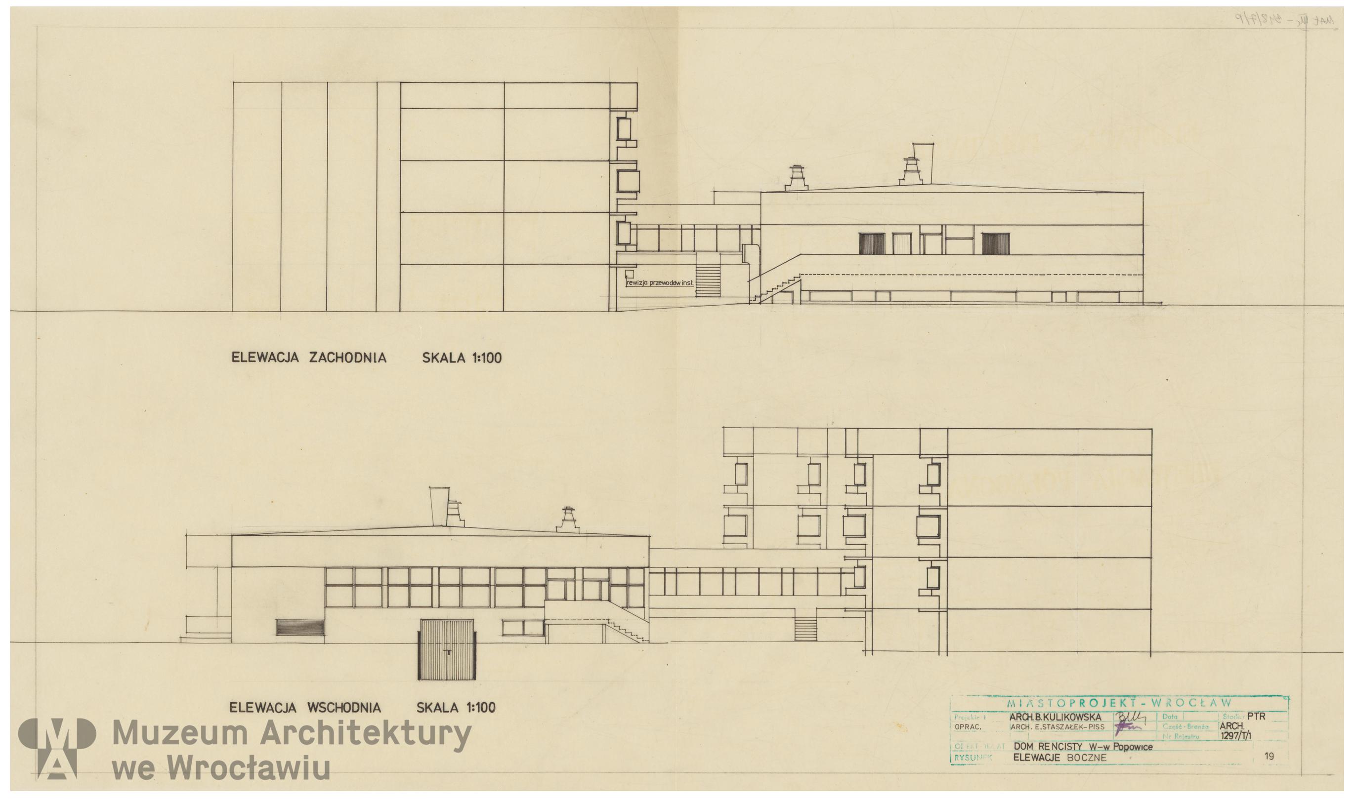Molicki Witold Jerzy, Kulikowska Barbara (Miastoprojekt-Wrocław), Osiedle Wrocław-Popowice. Dom Rencisty, ok. 1976