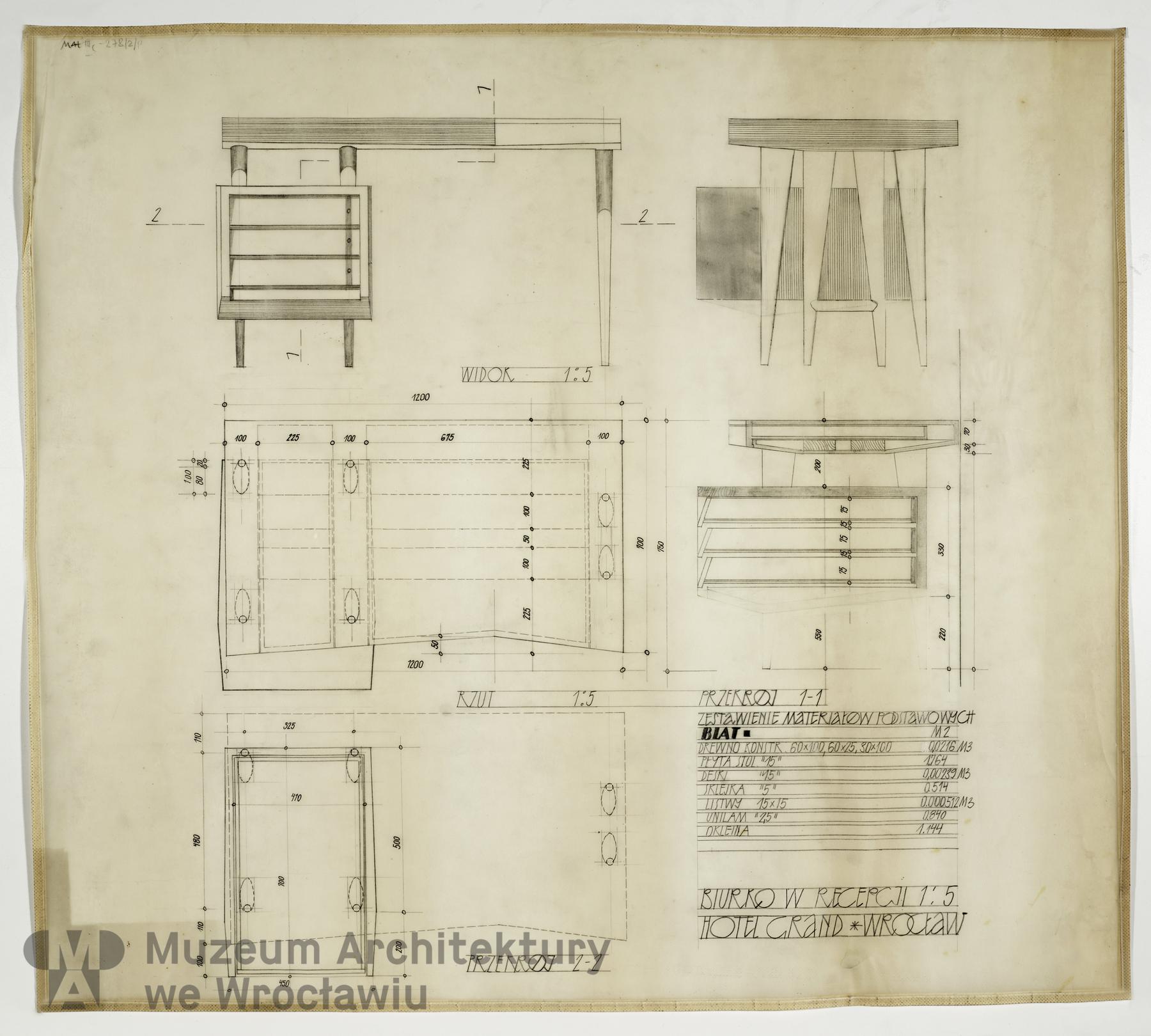 Molicki Witold Jerzy, Hotel Grand we Wrocławiu. Wystrój wnętrz, 