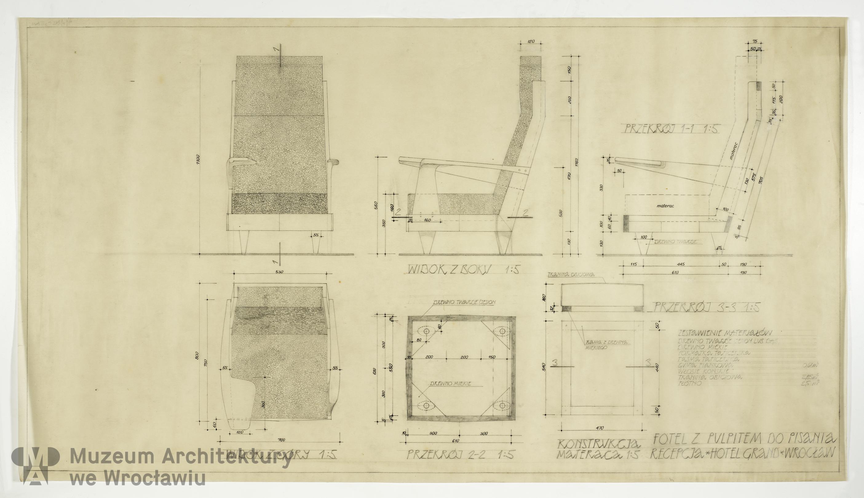 Molicki Witold Jerzy, Hotel Grand we Wrocławiu. Wystrój wnętrz, 