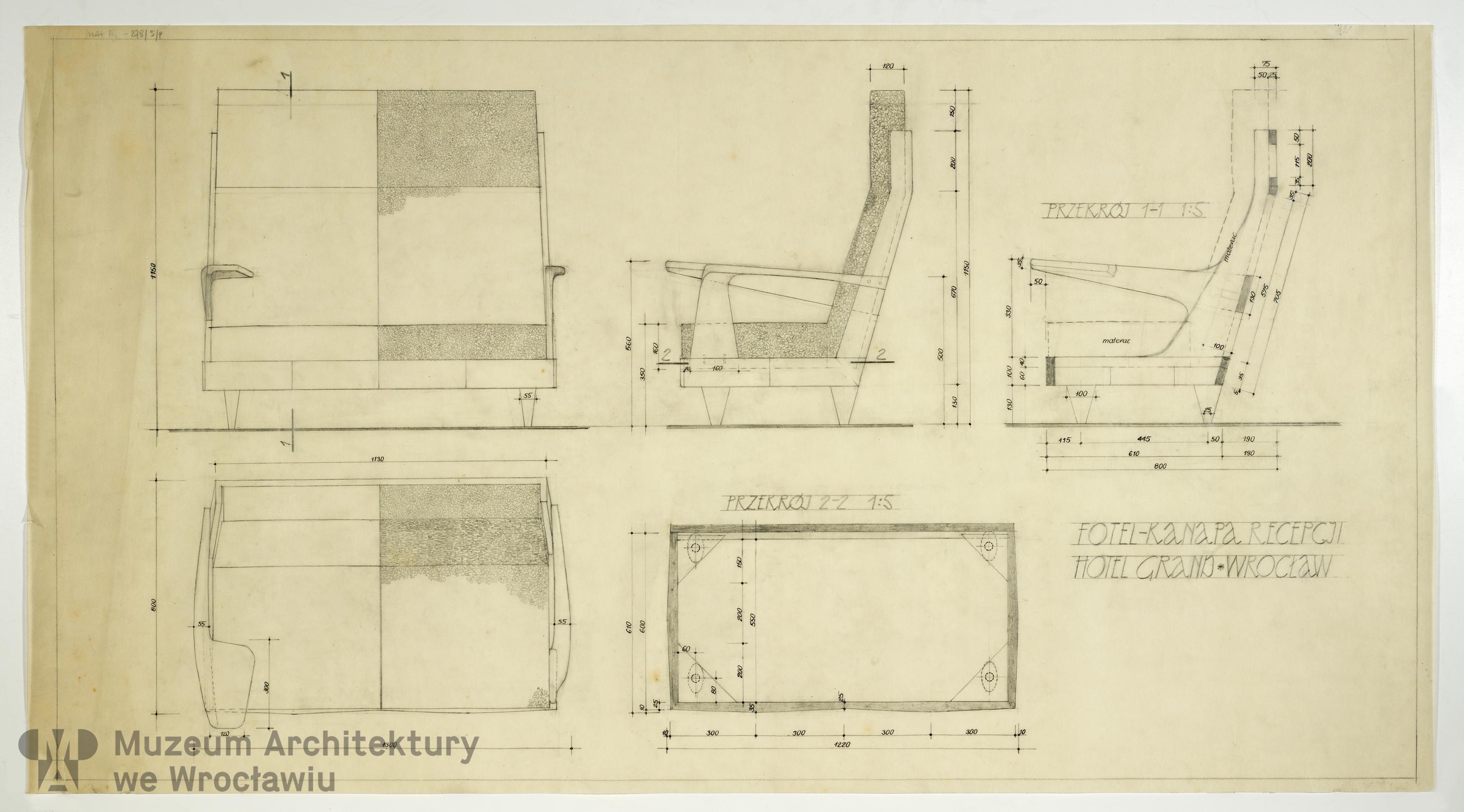 Molicki Witold Jerzy, Hotel Grand we Wrocławiu. Wystrój wnętrz, 