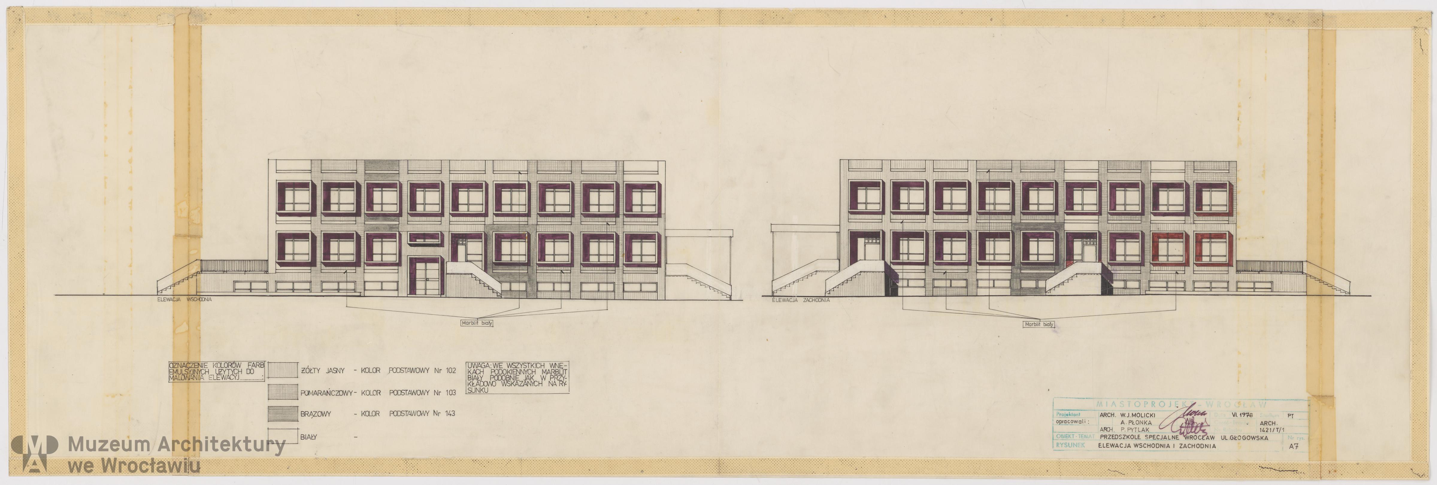 Molicki Witold Jerzy (Miastoprojekt-Wrocław), Osiedle Wrocław-Zachód. Przedszkole specjalne, 1976.06