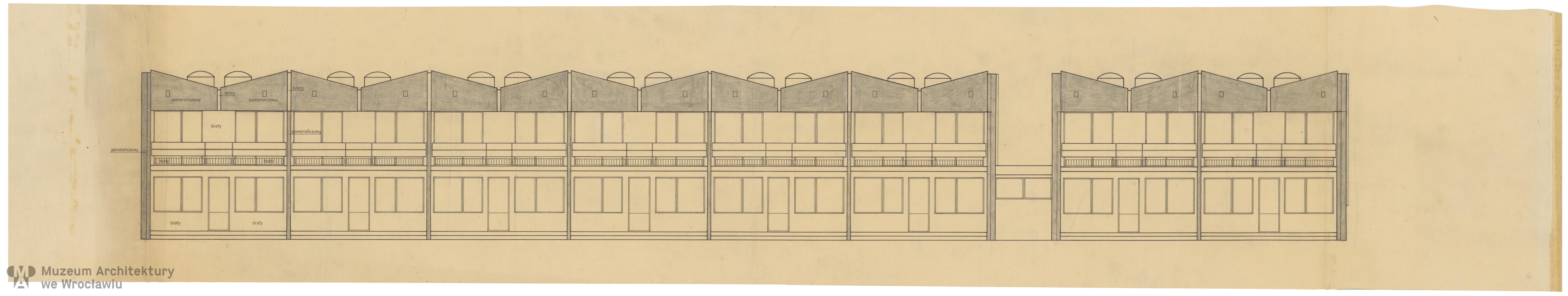 Molicki Witold Jerzy (Miastoprojekt-Wrocław), Maślice Małe in Wroclaw. Complex of terraced houses, 1978