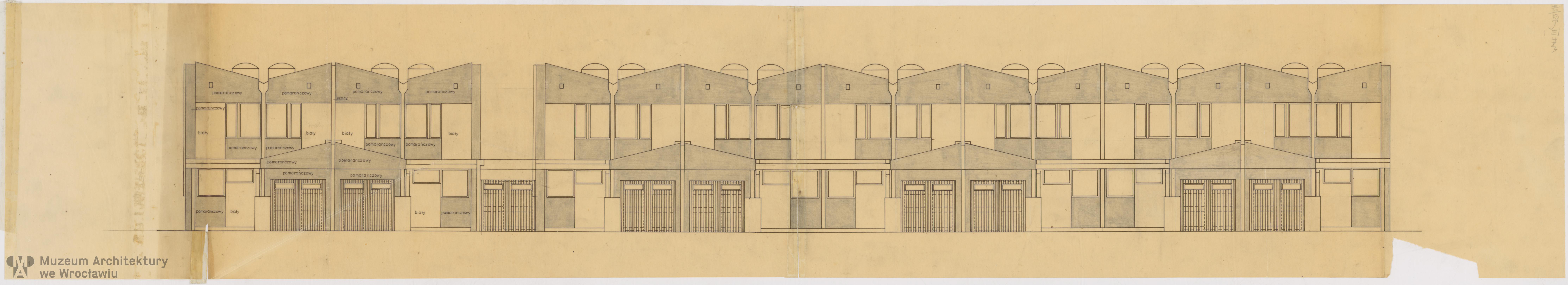 Molicki Witold Jerzy (Miastoprojekt-Wrocław), Maślice Małe in Wroclaw. Complex of terraced houses, 1978