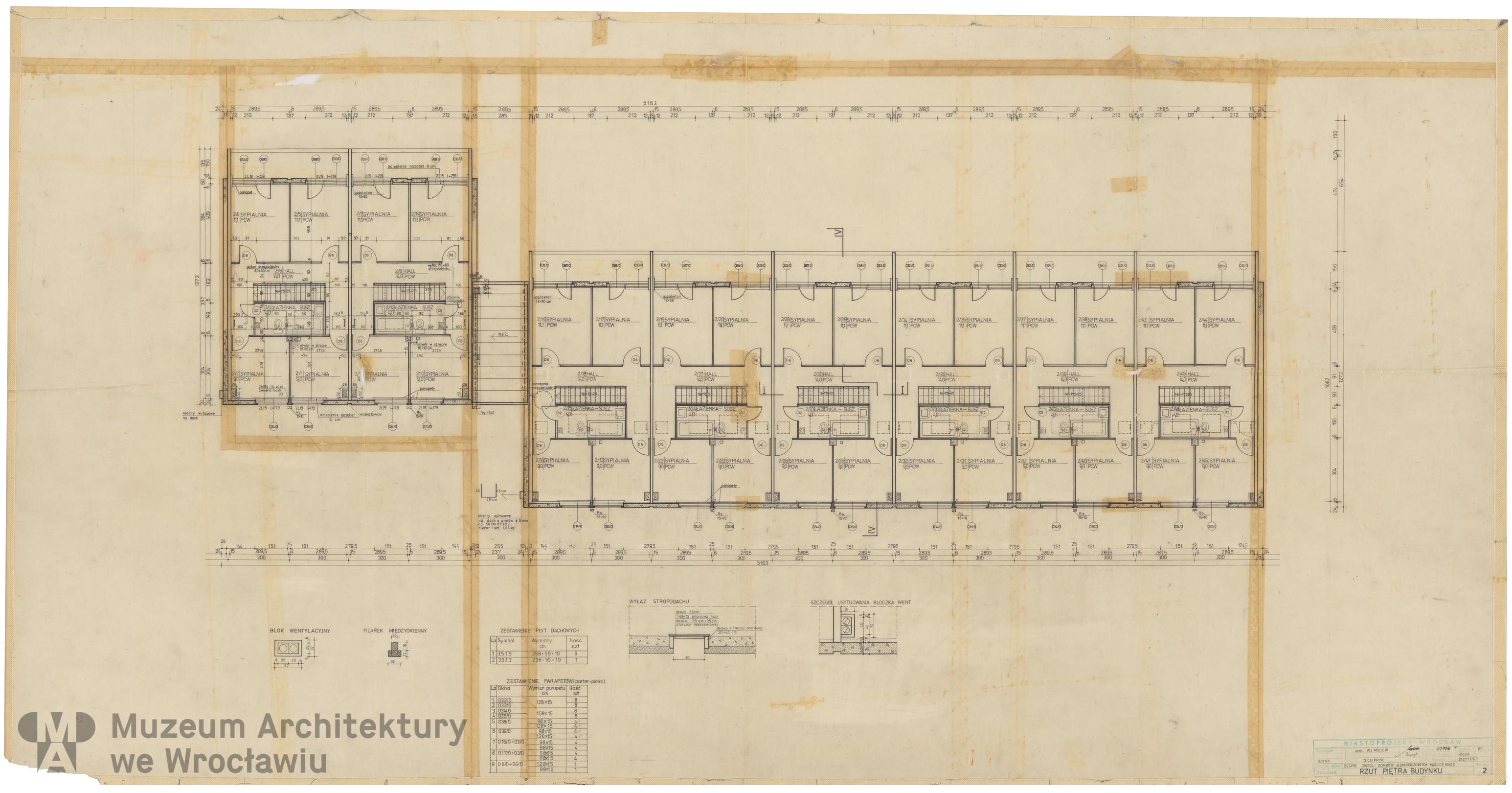 Molicki Witold Jerzy (Miastoprojekt-Wrocław), Maślice Małe in Wroclaw. Complex of terraced houses, 1978.05