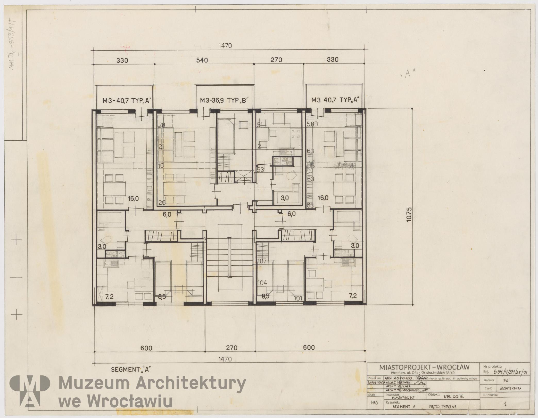 Molicki Witold Jerzy (Miastoprojekt-Wrocław), Osiedle Wrocław-Zachód. Segment A, ok. 1970