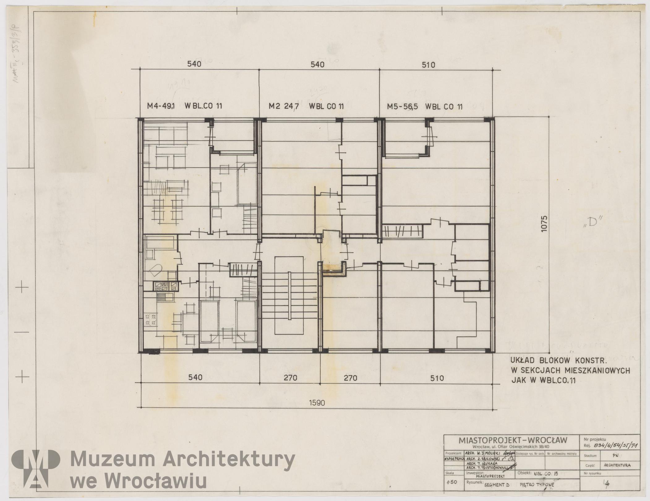 Molicki Witold Jerzy (Miastoprojekt-Wrocław), Osiedle Wrocław-Zachód. Segment D, ok. 1970