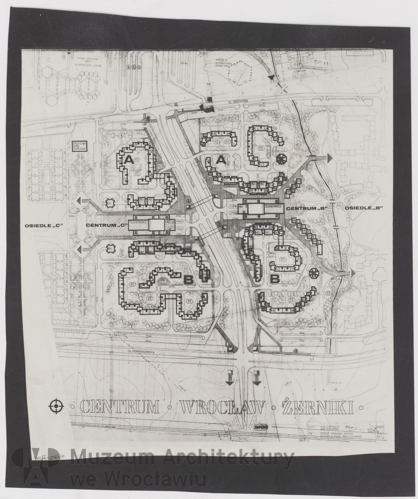 Molicki Witold Jerzy, Kupczyk M., Kujawski W. (Miastoprojekt-Wrocław), Wrocław-Żerniki. Centrum, 1980
