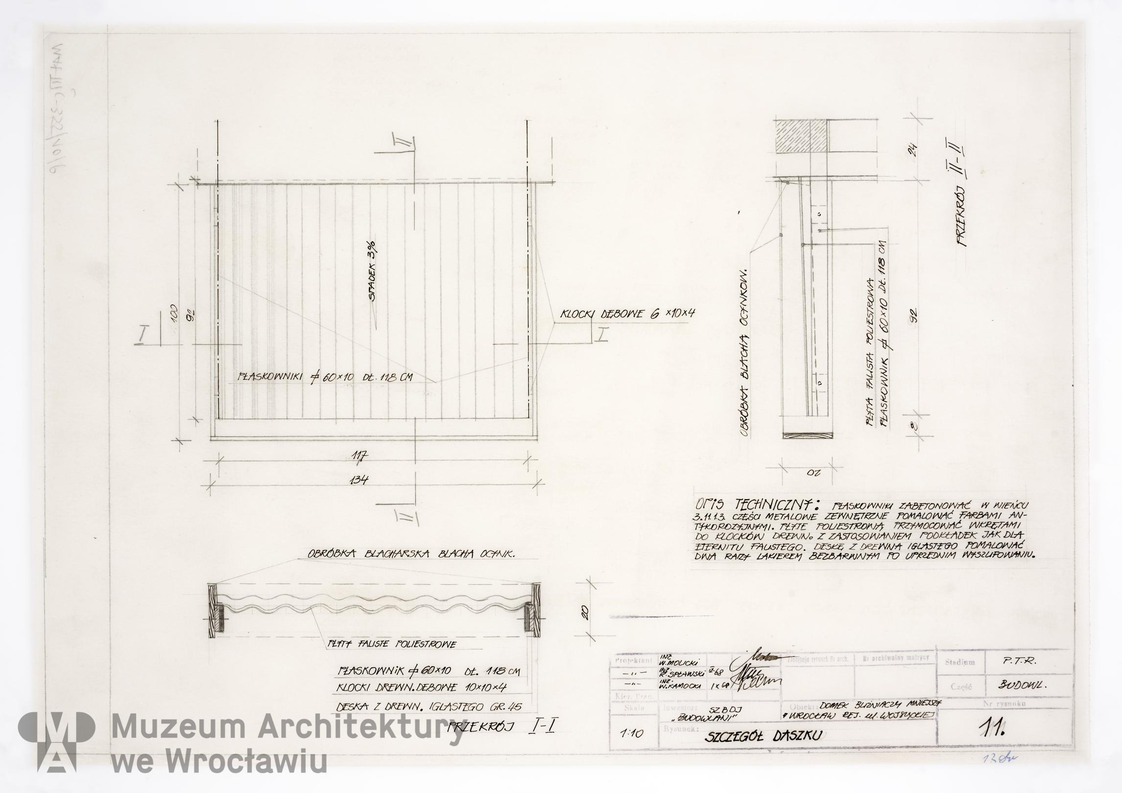 Molicki Witold Jerzy, Spławski Ryszard, Kamocki Wacław (Miastoprojekt-Wrocław), Housing estate belonging to “Budowlani” cooperative in the area of Wojszycka Street in Wroclaw. Smaller semi-detached house, 1968.09