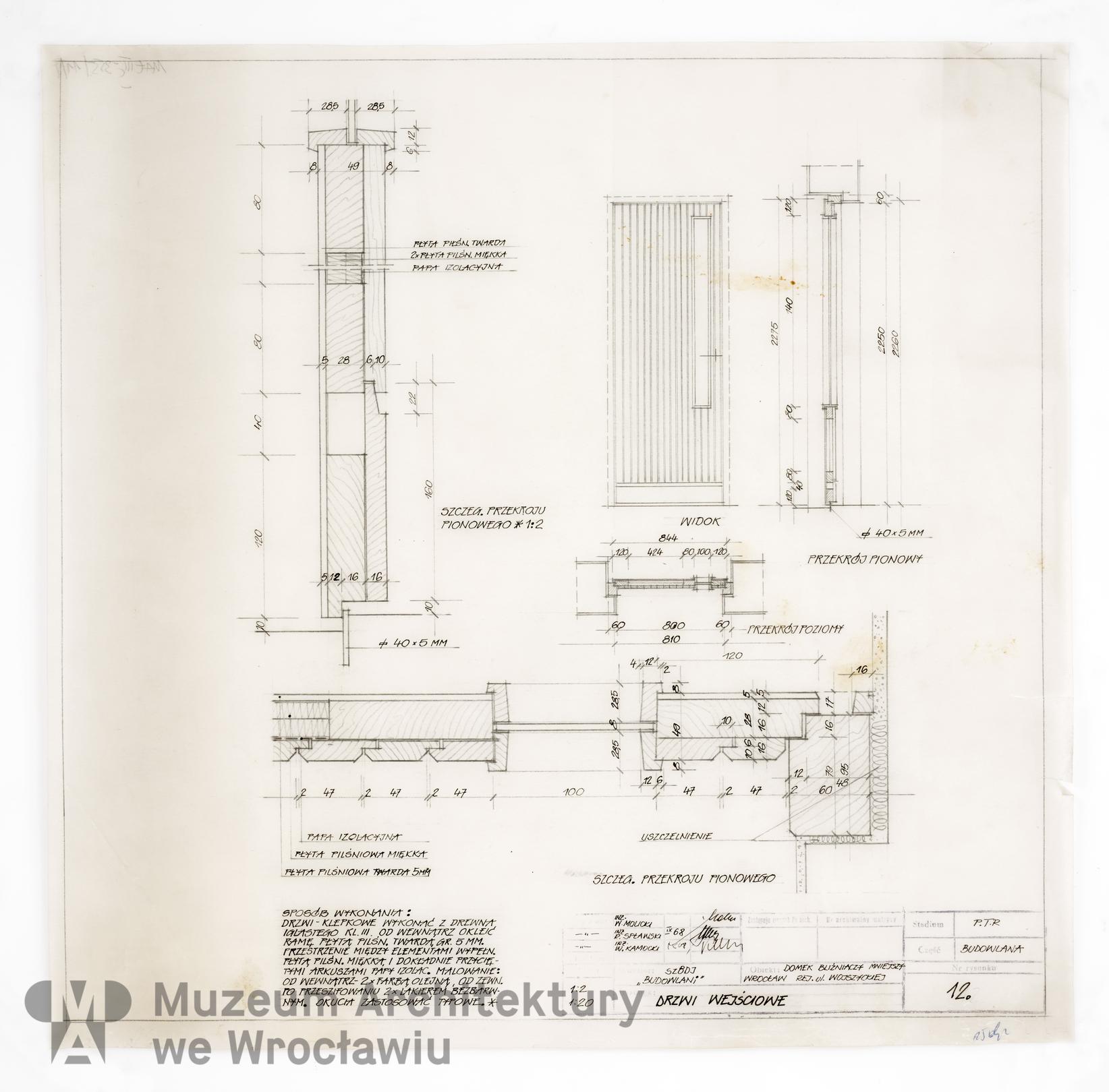 Molicki Witold Jerzy, Spławski Ryszard, Kamocki Wacław (Miastoprojekt-Wrocław), Housing estate belonging to “Budowlani” cooperative in the area of Wojszycka Street in Wroclaw. Smaller semi-detached house, 1968.09
