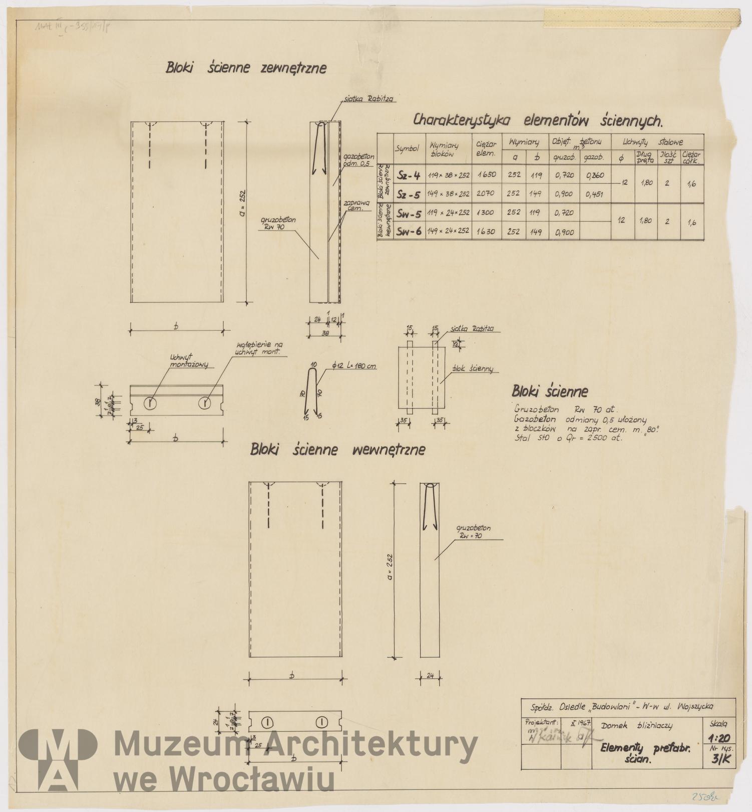Molicki Witold Jerzy, Karnicki Wacław (Miastoprojekt-Wrocław), Housing estate belonging to “Budowlani” cooperative in the area of Wojszycka Street in Wroclaw. Semi-detached house, 1967.10