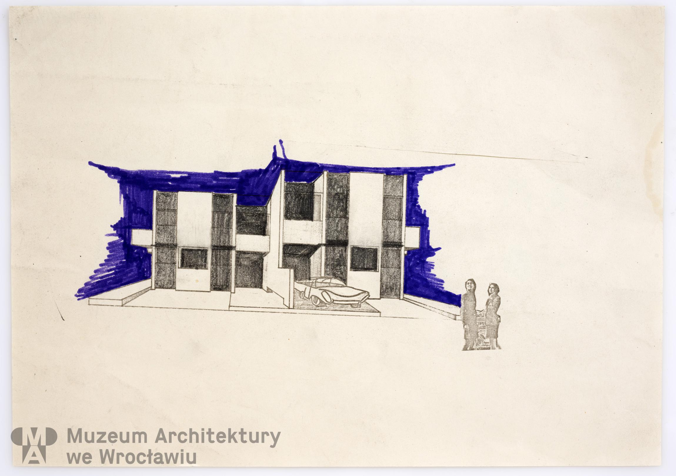 Molicki Witold Jerzy (Miastoprojekt-Wrocław), Housing estate belonging to “Budowlani” cooperative in the area of Wojszycka Street in Wroclaw. Semi-detached house, ok. 1968
